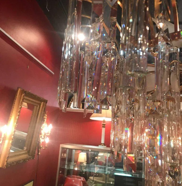 Vintage Crystal and Gold Plated Mid-Century Modern Chandelier - 2