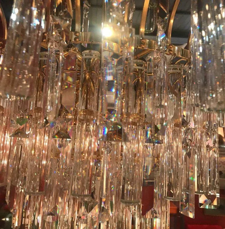 Vintage Crystal and Gold Plated Mid-Century Modern Chandelier - 4