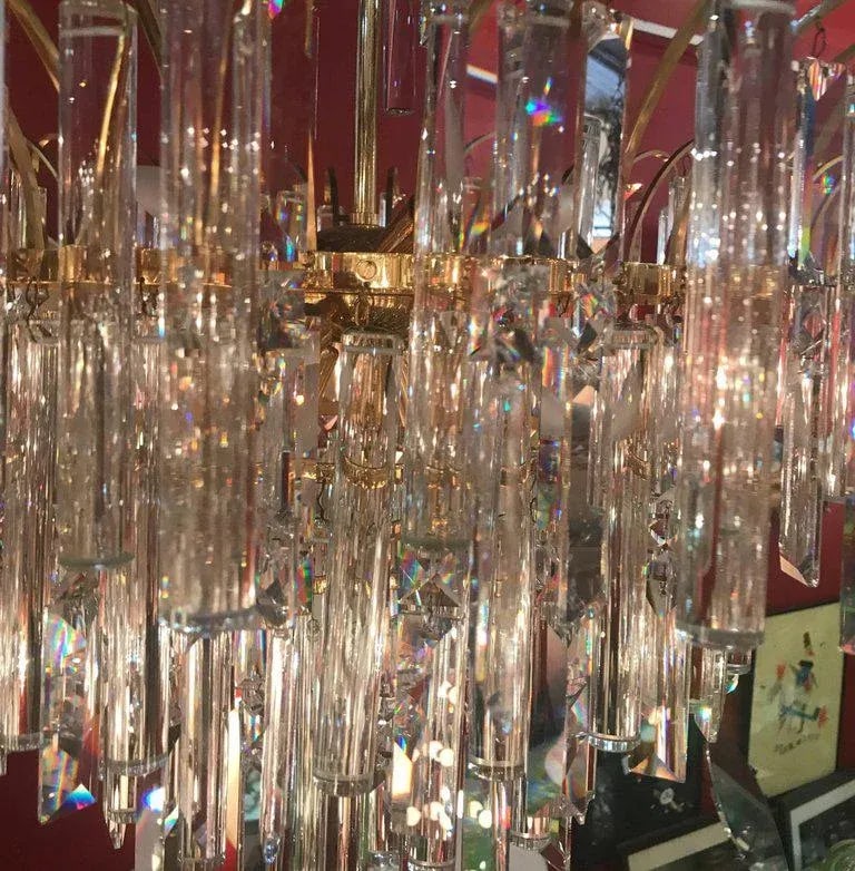 Vintage Crystal and Gold Plated Mid-Century Modern Chandelier - 5