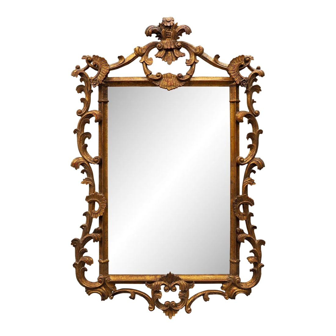 French Rococo Style Gilt Wood Frame Hanging Wall Mirror (1 of 9)