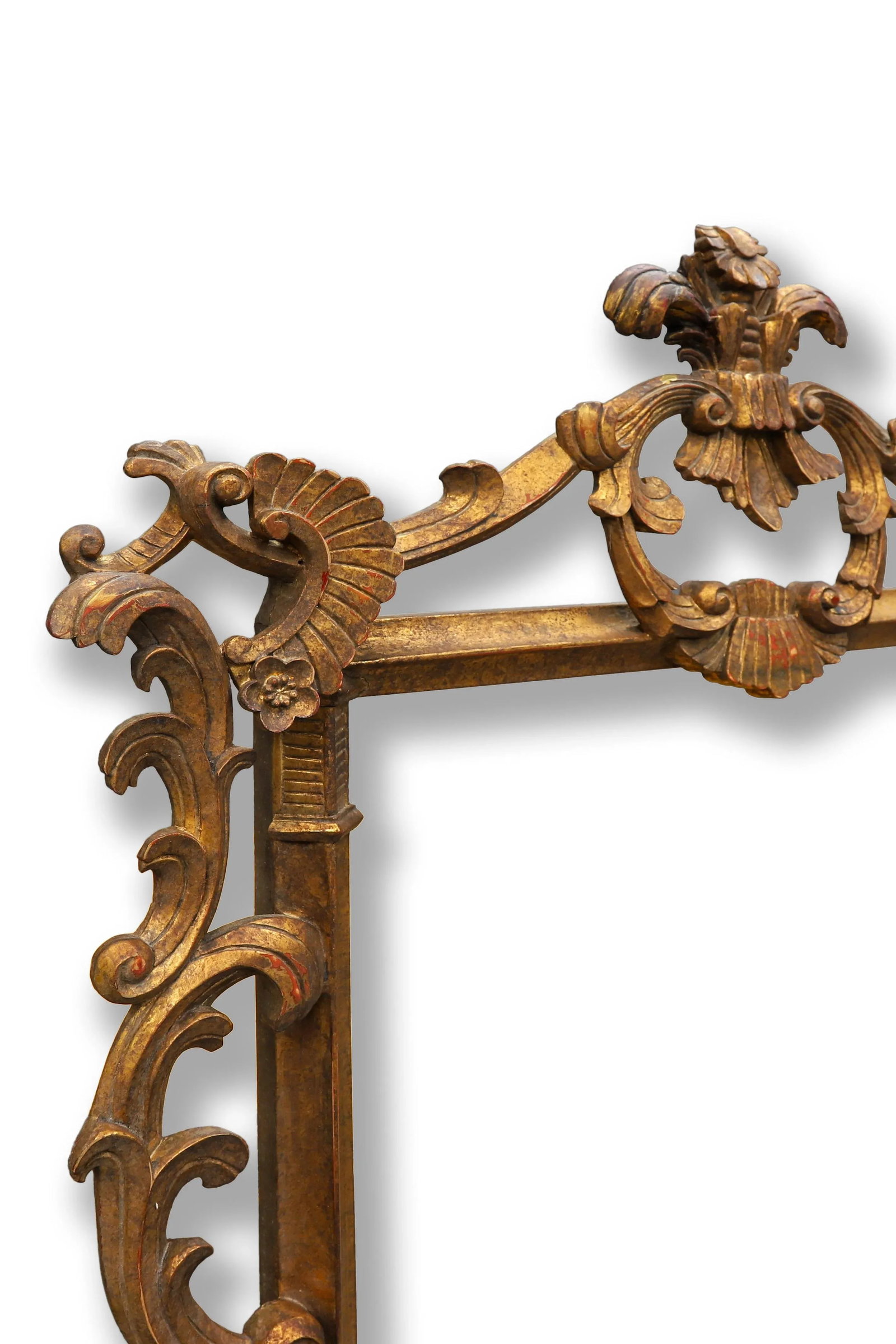 French Rococo Style Gilt Wood Frame Hanging Wall Mirror - 2