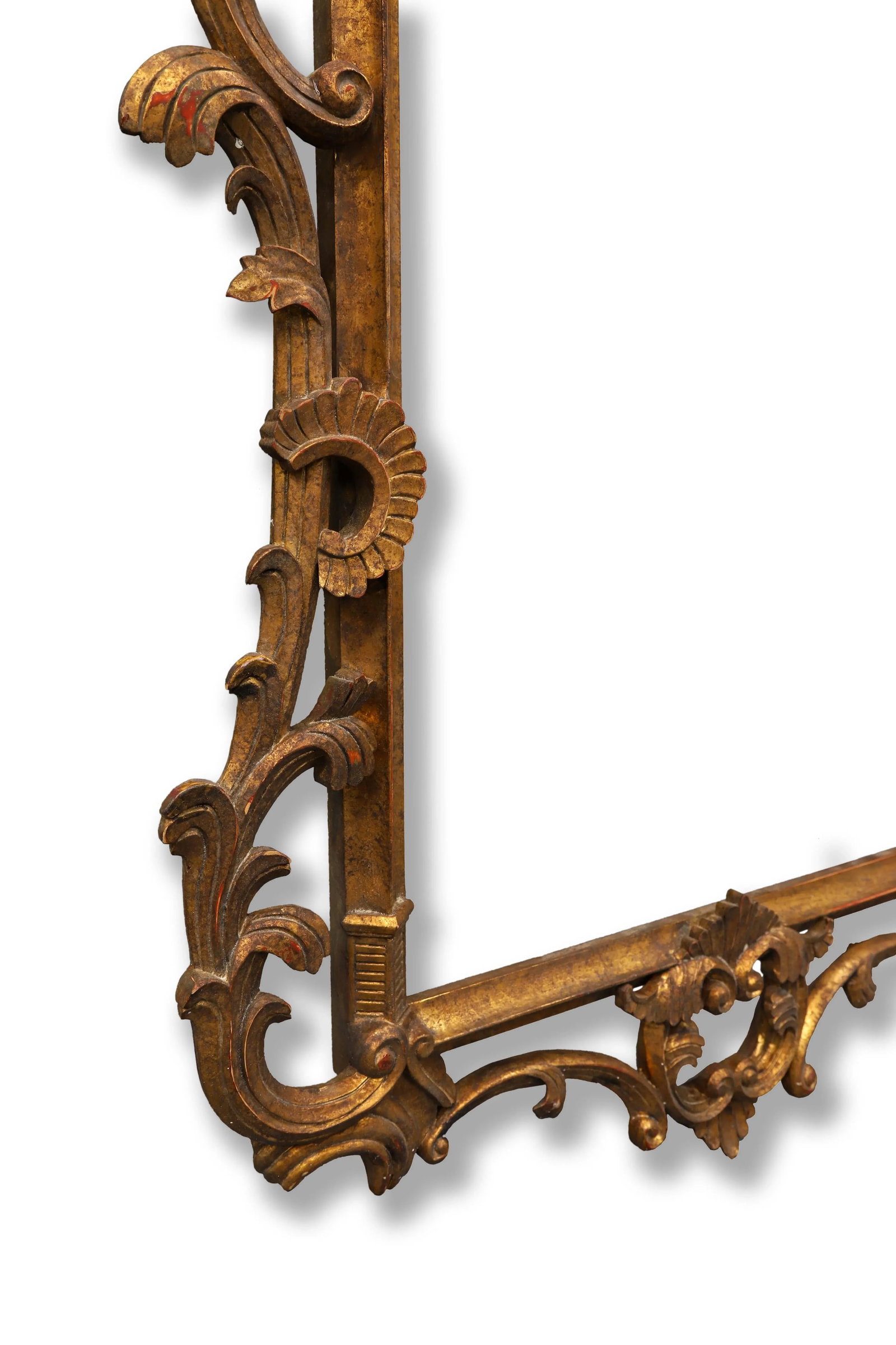 French Rococo Style Gilt Wood Frame Hanging Wall Mirror - 3