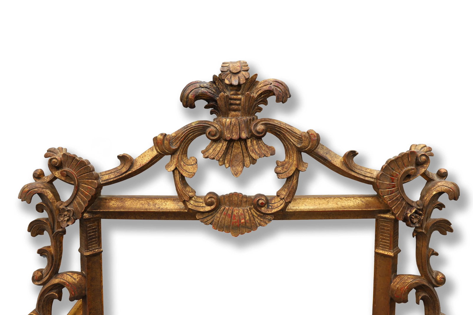 French Rococo Style Gilt Wood Frame Hanging Wall Mirror - 5