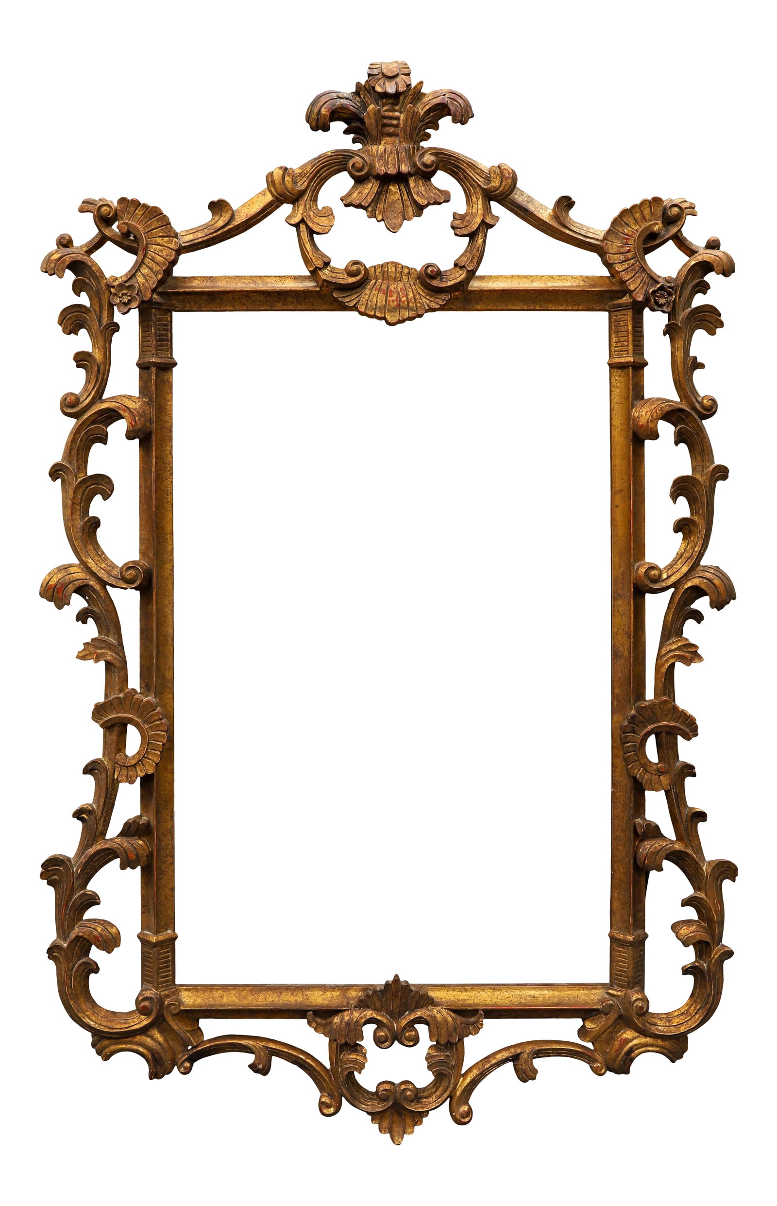 French Rococo Style Gilt Wood Frame Hanging Wall Mirror - 6