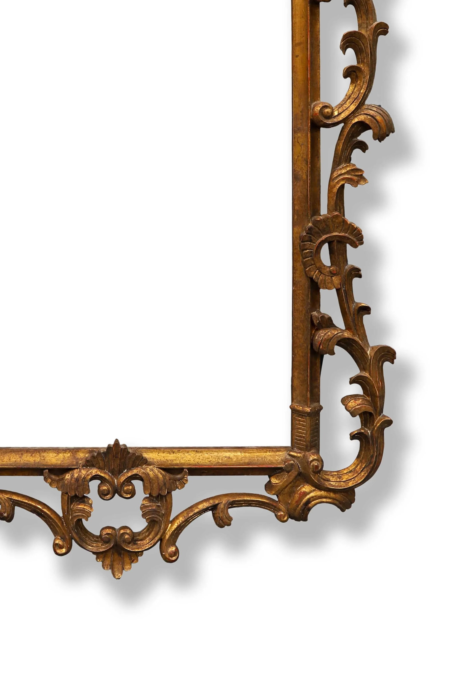 French Rococo Style Gilt Wood Frame Hanging Wall Mirror - 7