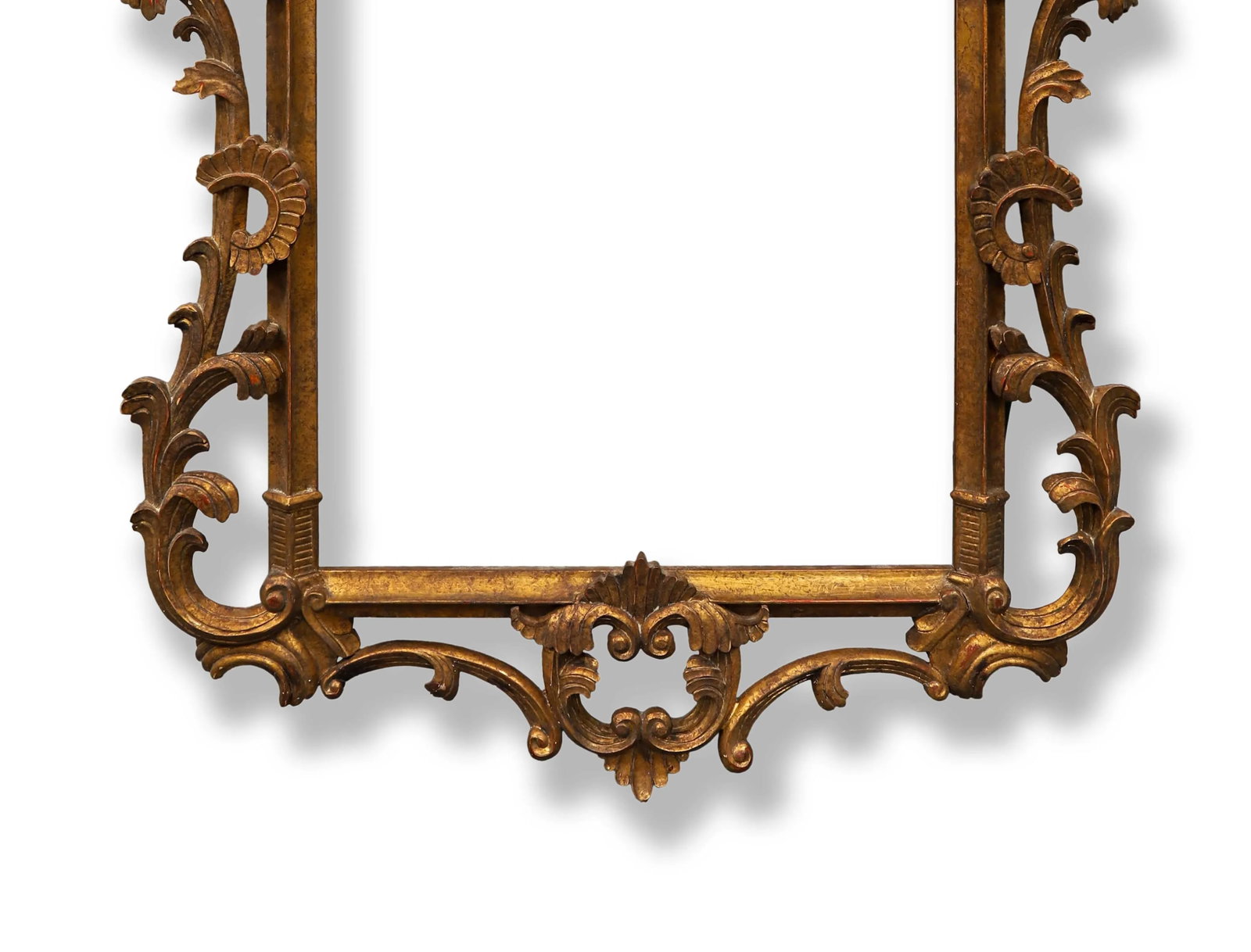 French Rococo Style Gilt Wood Frame Hanging Wall Mirror - 8