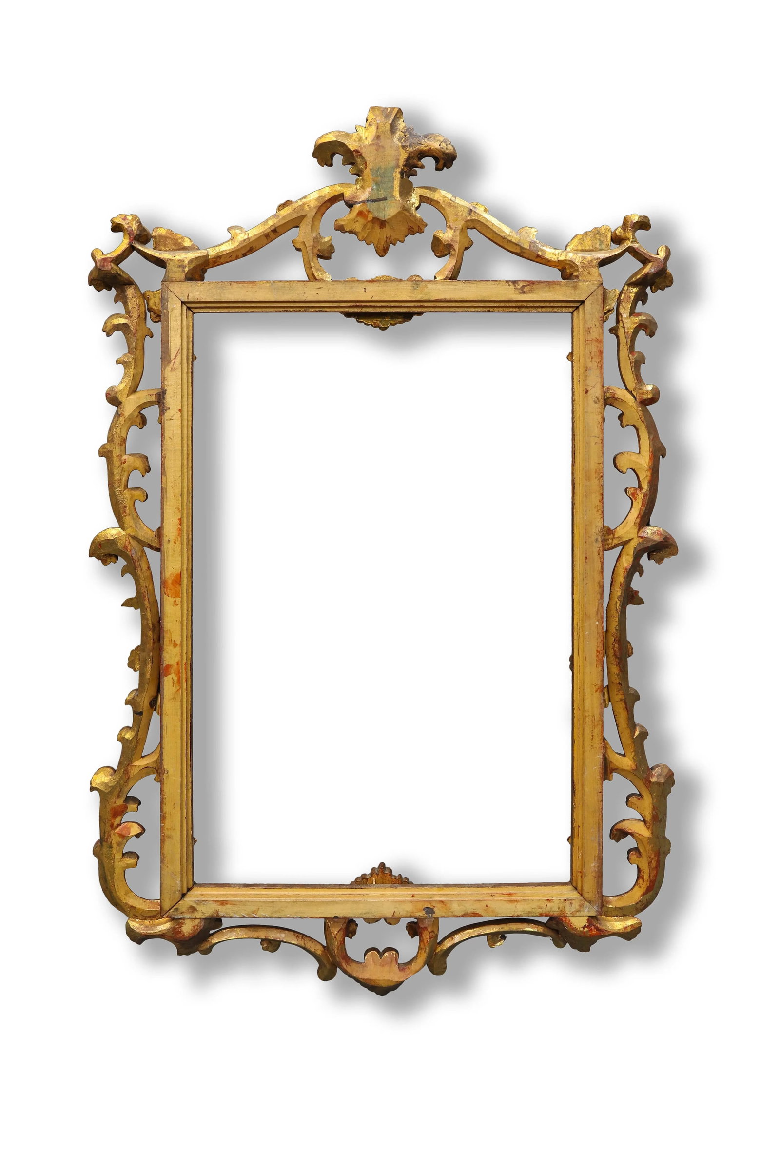 French Rococo Style Gilt Wood Frame Hanging Wall Mirror - 9