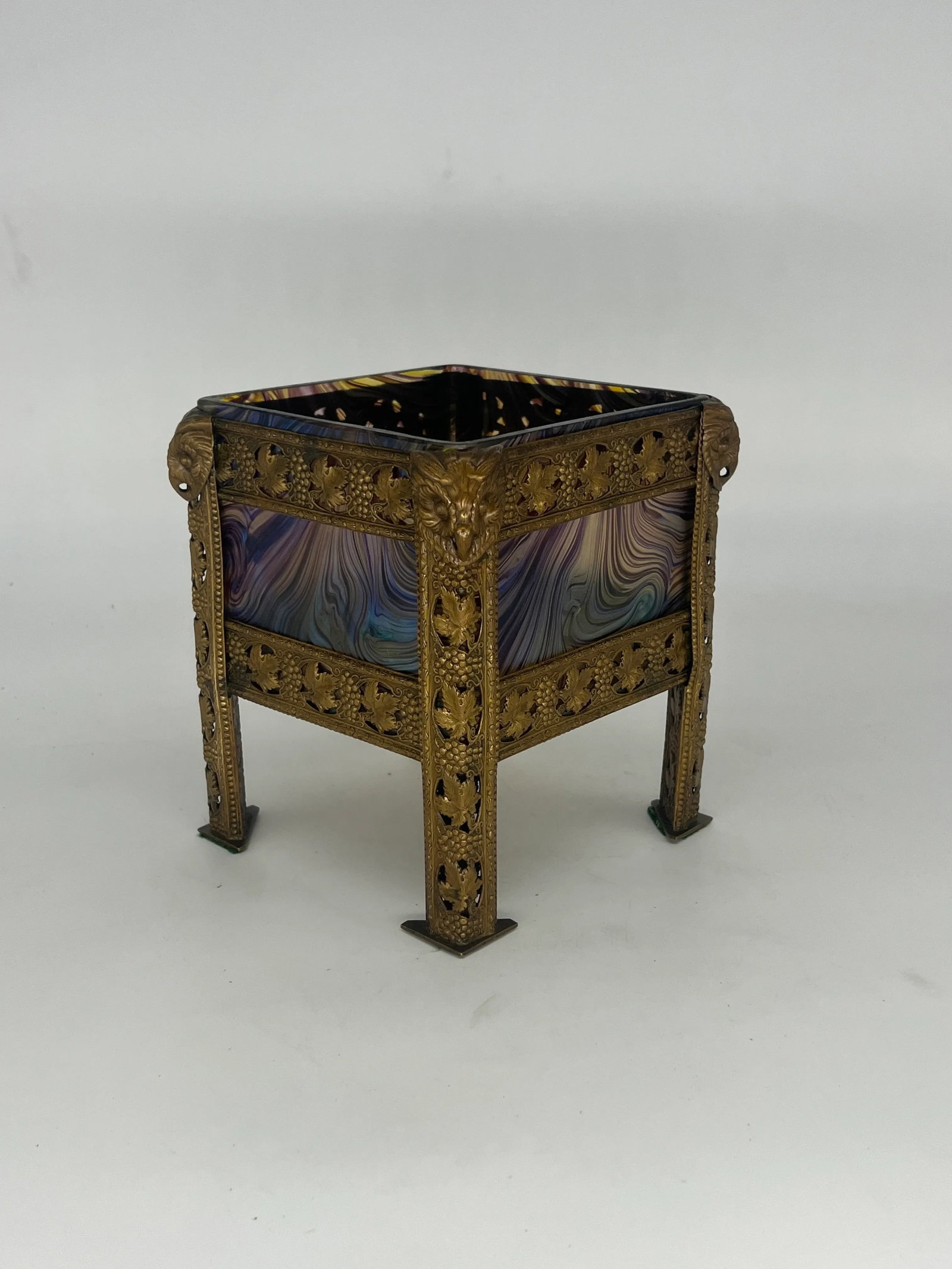 Art Nouveau Austrian Art Glass and Bronze Vase - 2