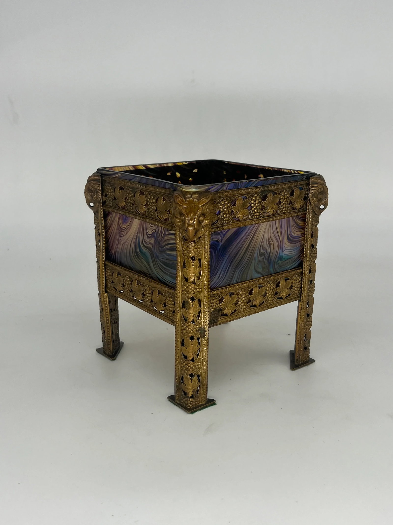 Art Nouveau Austrian Art Glass and Bronze Vase - 3