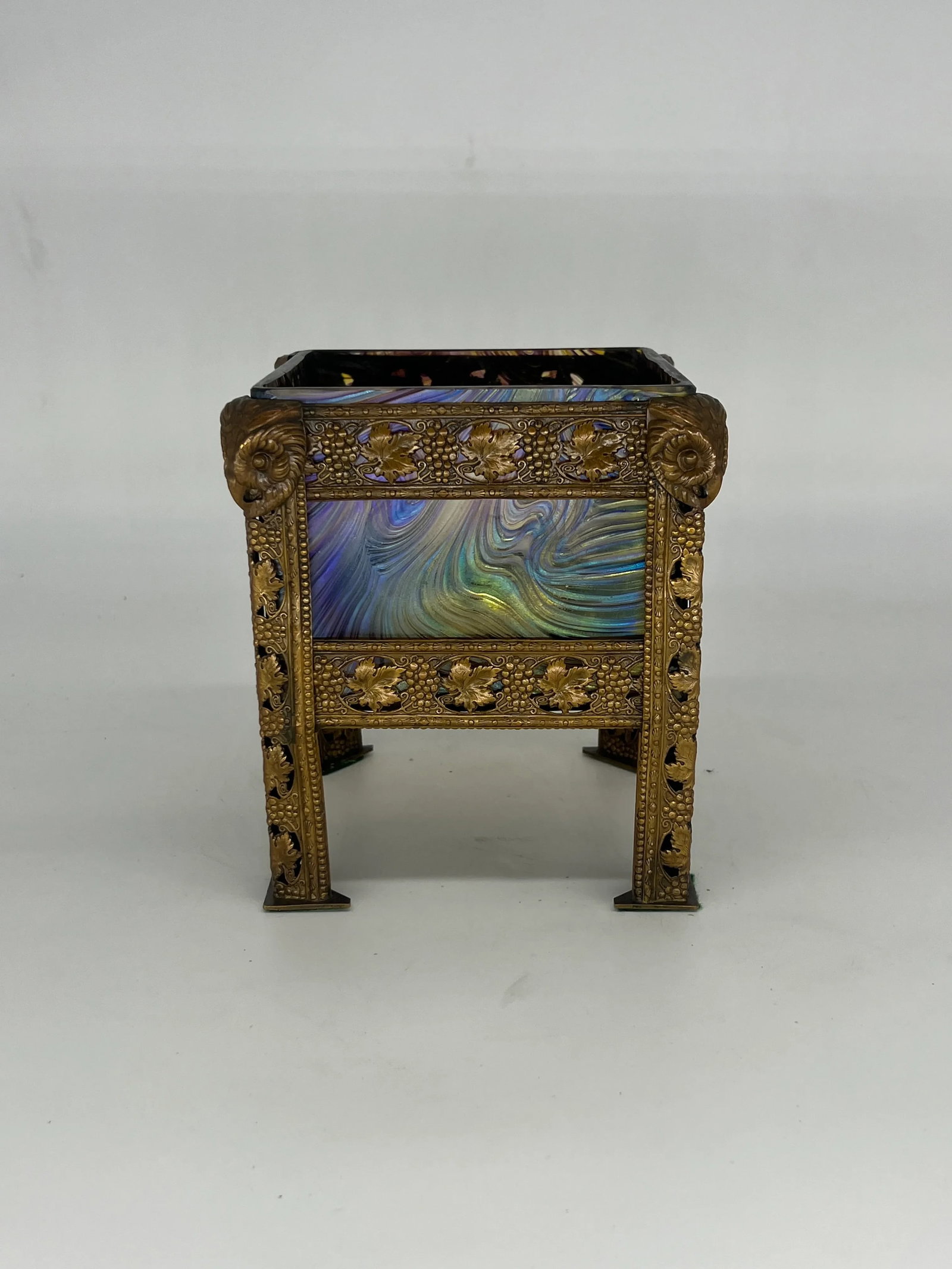 Art Nouveau Austrian Art Glass and Bronze Vase - 4
