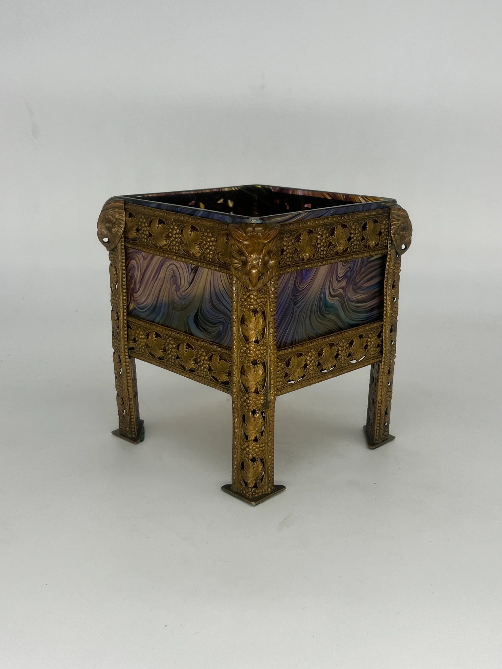 Art Nouveau Austrian Art Glass and Bronze Vase - 5