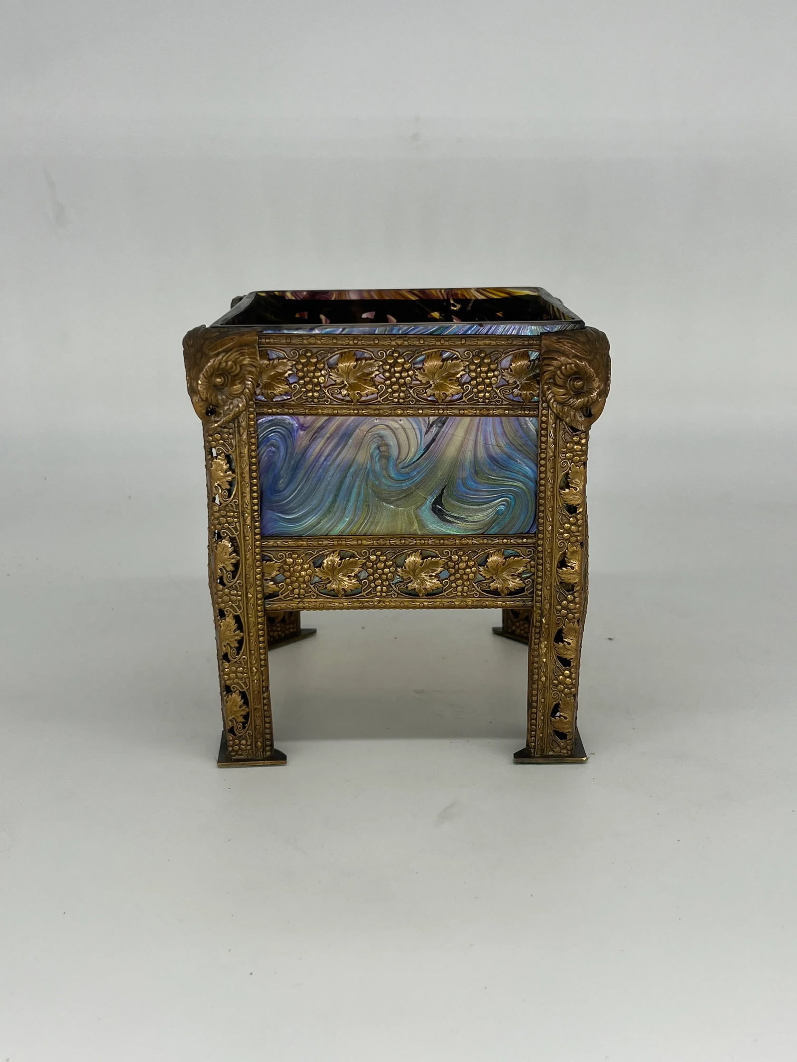 Art Nouveau Austrian Art Glass and Bronze Vase - 6