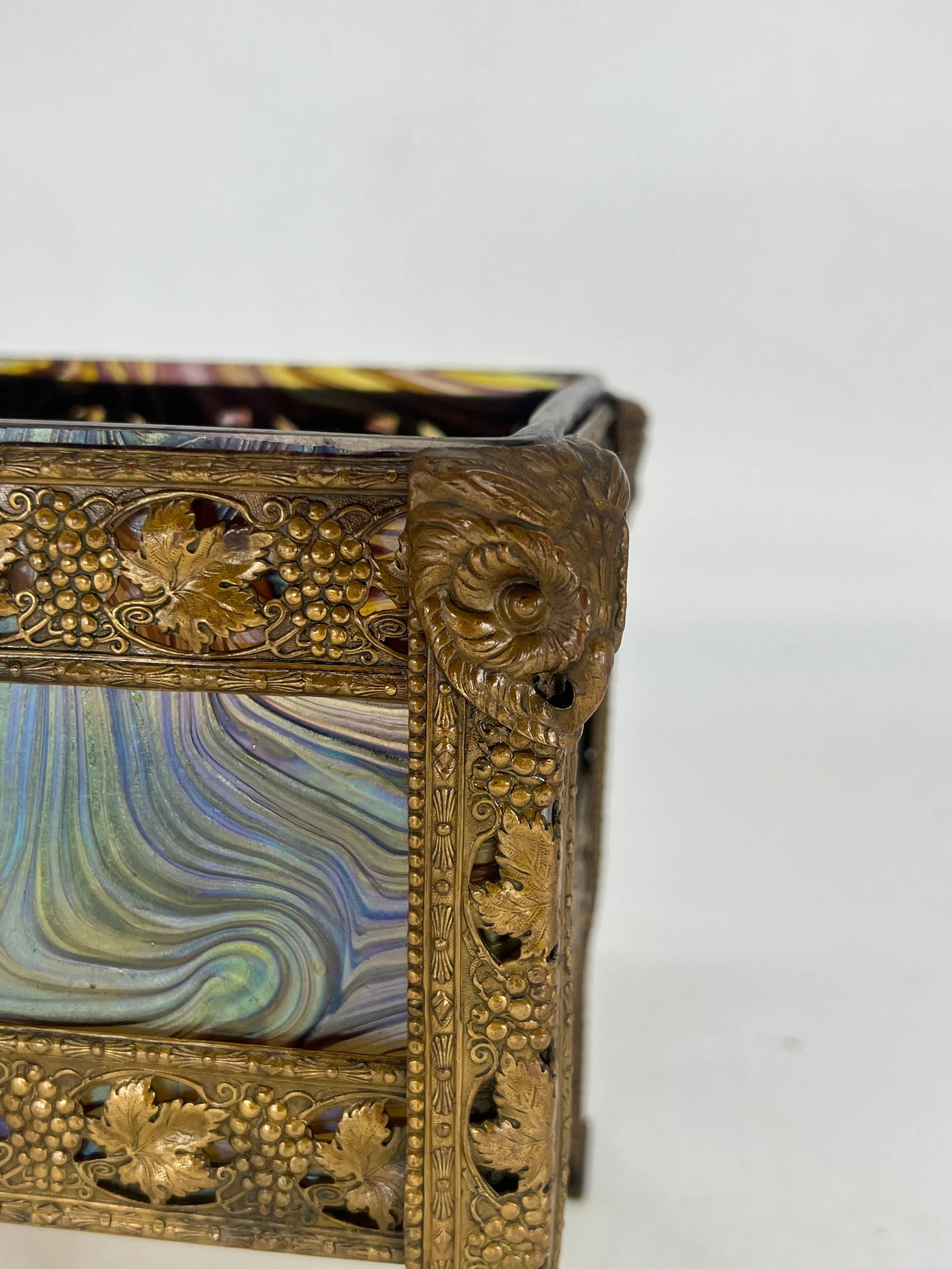 Art Nouveau Austrian Art Glass and Bronze Vase - 9