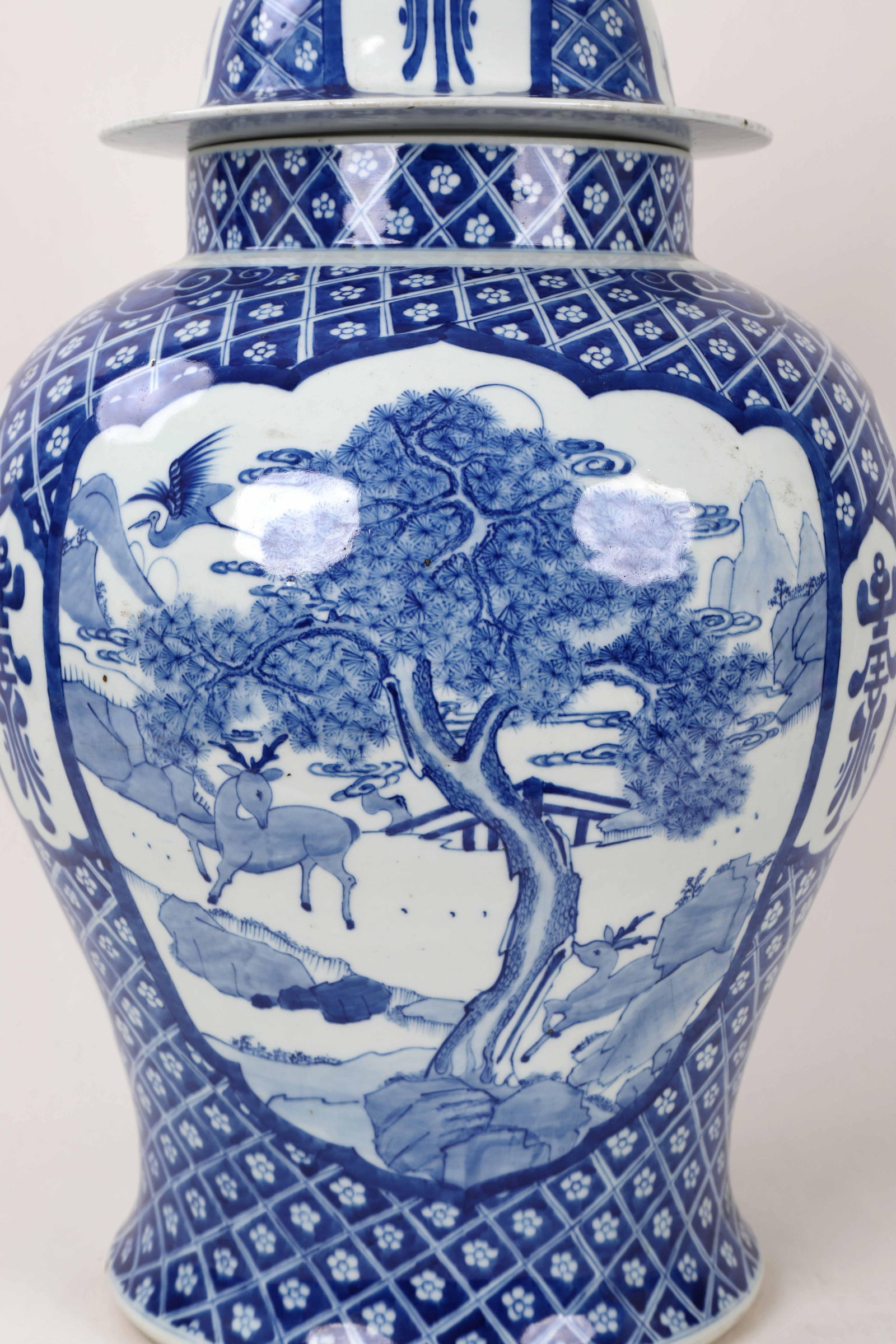 Early 20th Century Vintage Blue White Temple Jar - 10