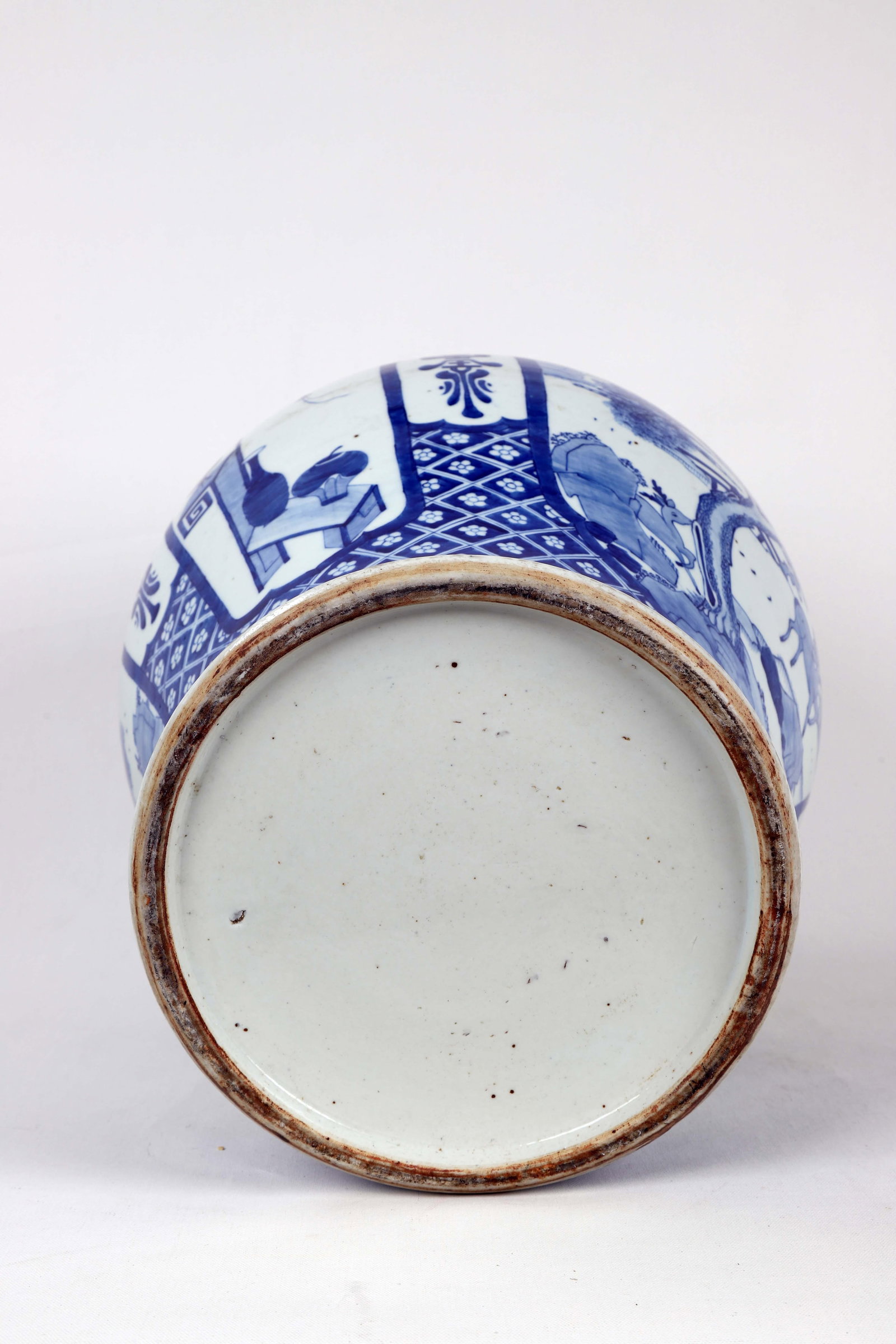 Early 20th Century Vintage Blue White Temple Jar - 12