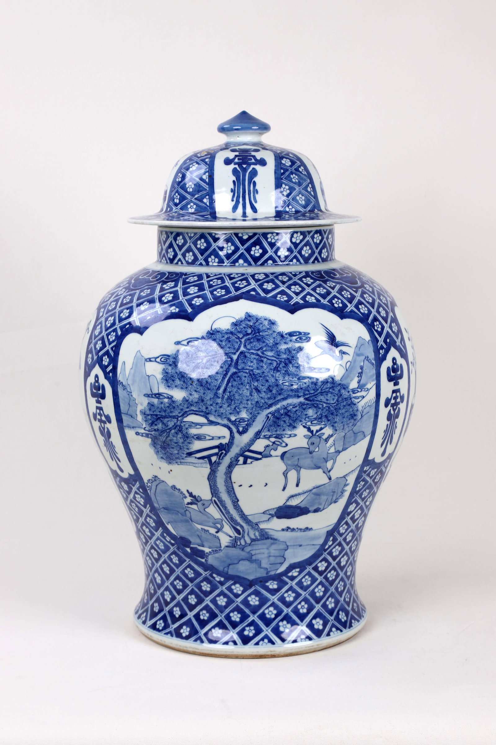 Early 20th Century Vintage Blue White Temple Jar - 13