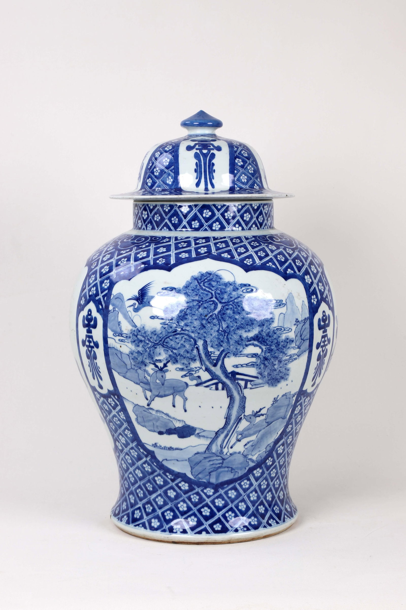 Early 20th Century Vintage Blue White Temple Jar - 2