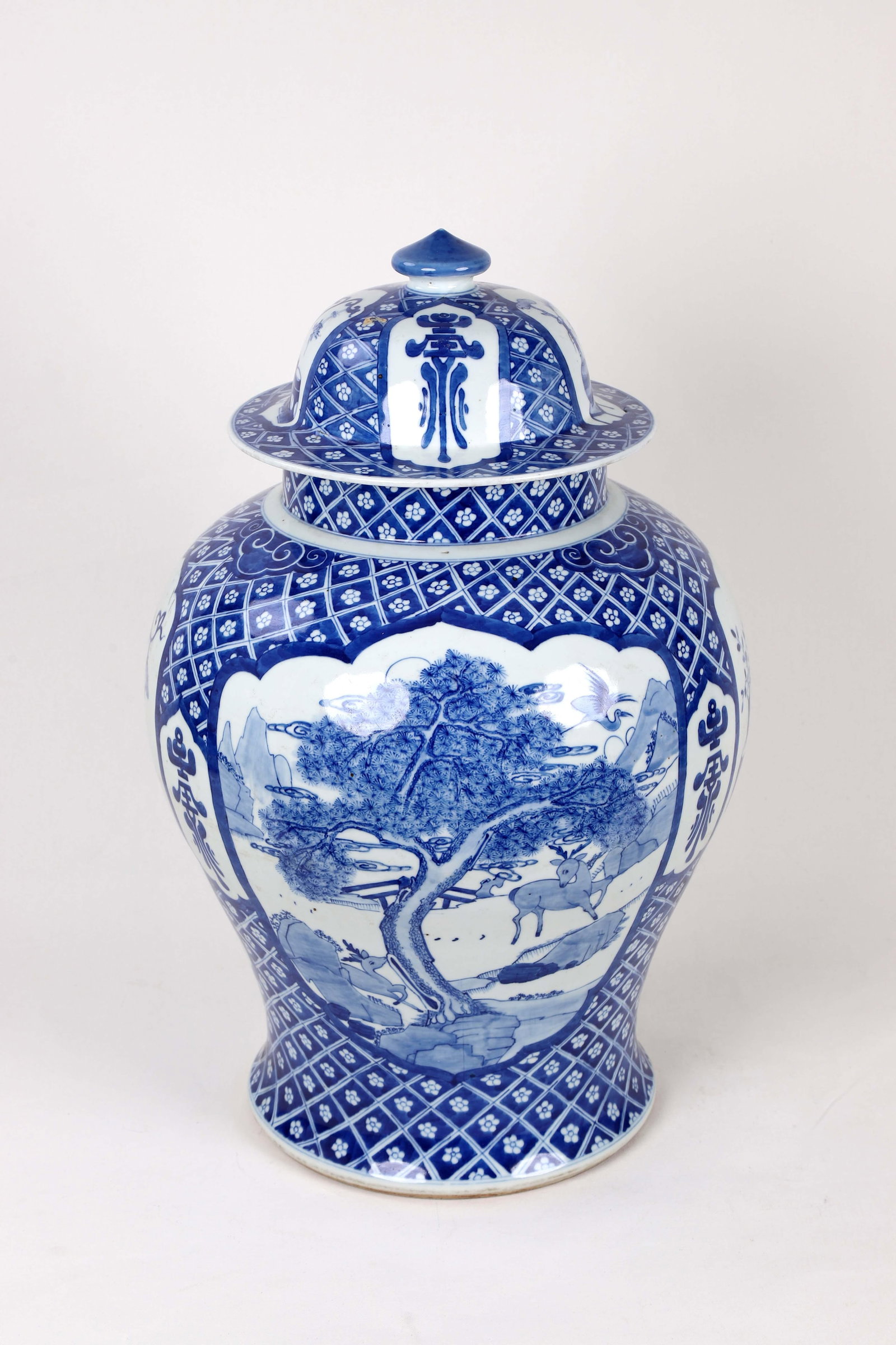 Early 20th Century Vintage Blue White Temple Jar - 3