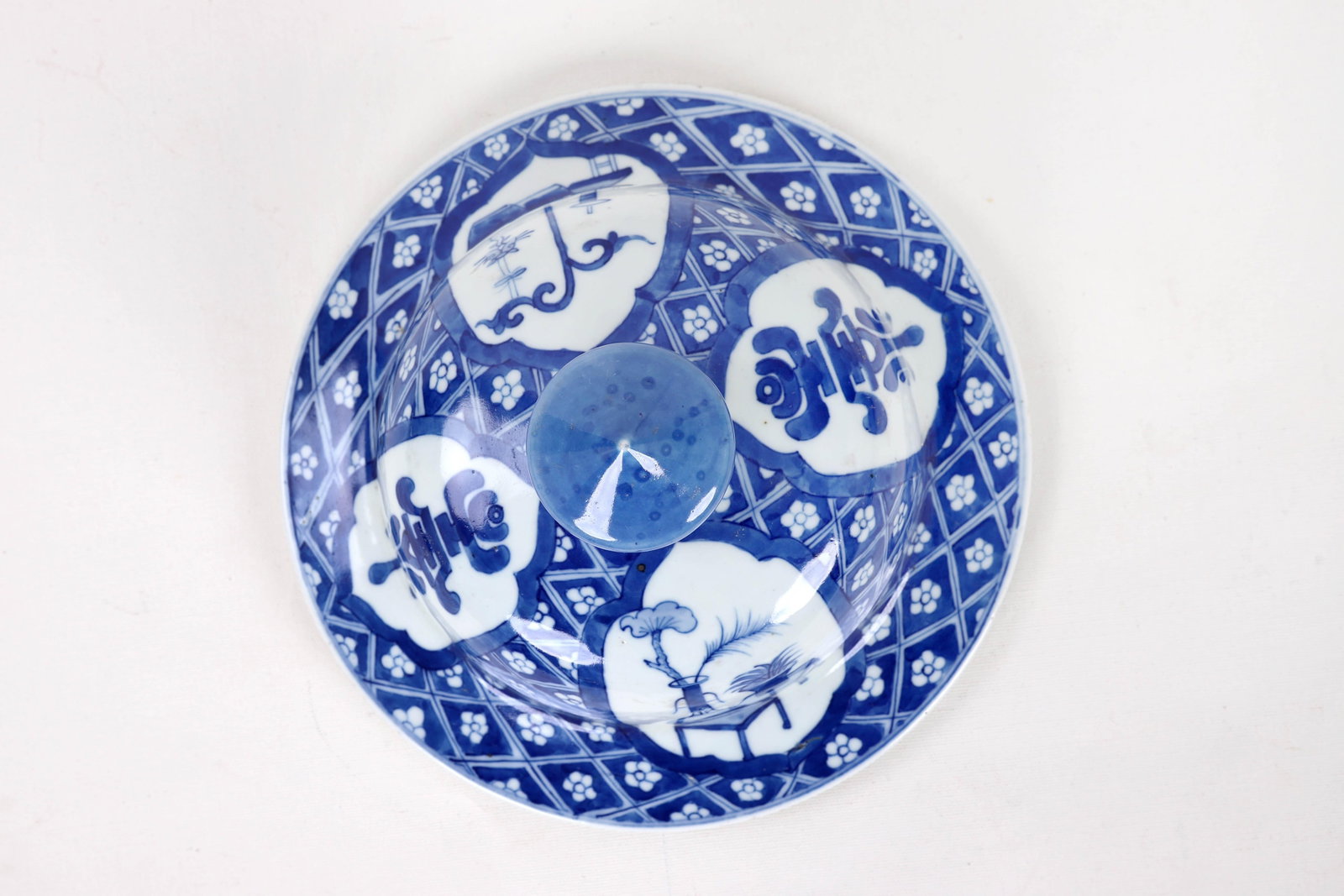 Early 20th Century Vintage Blue White Temple Jar - 8