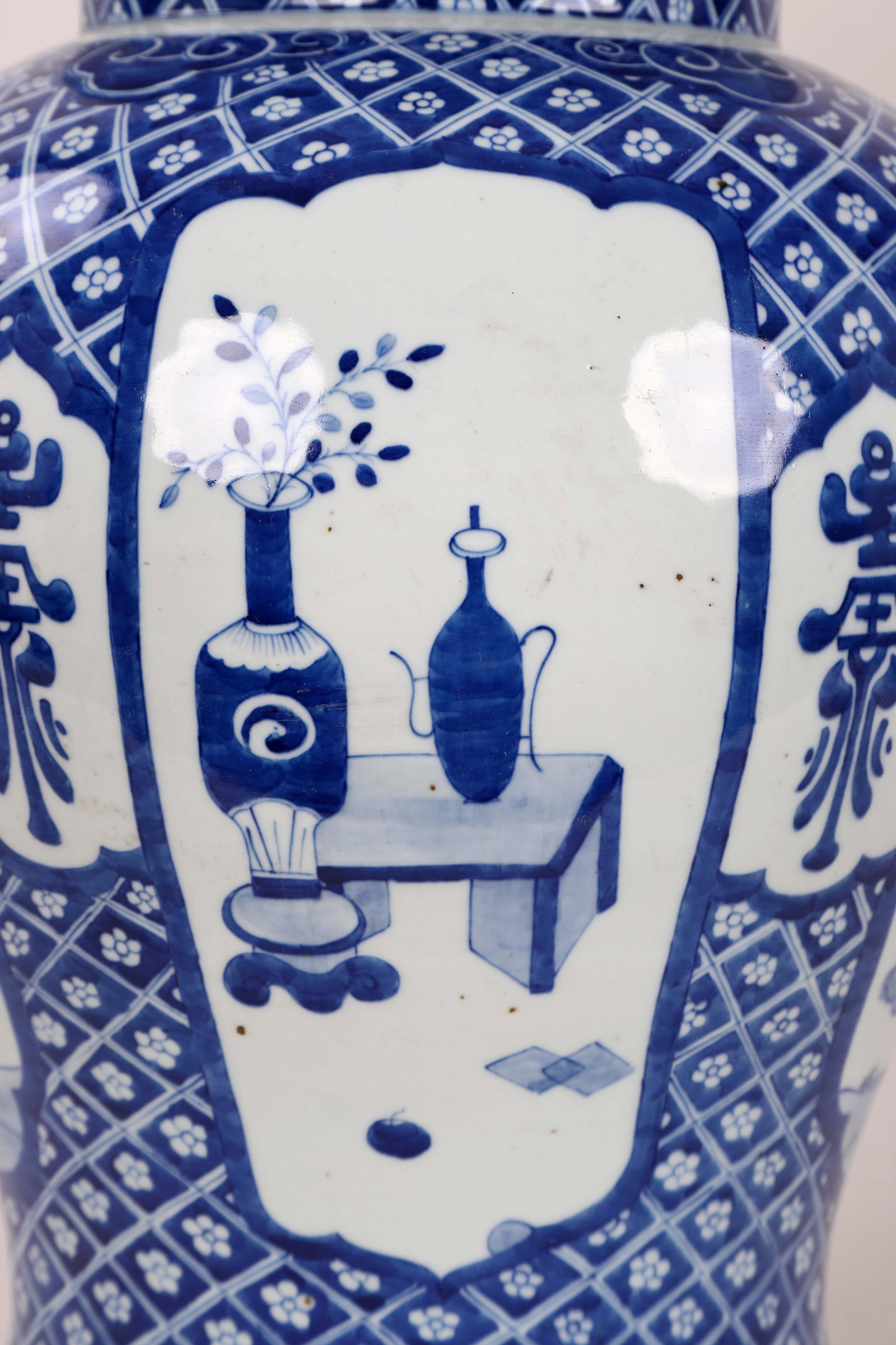 Early 20th Century Vintage Blue White Temple Jar - 9