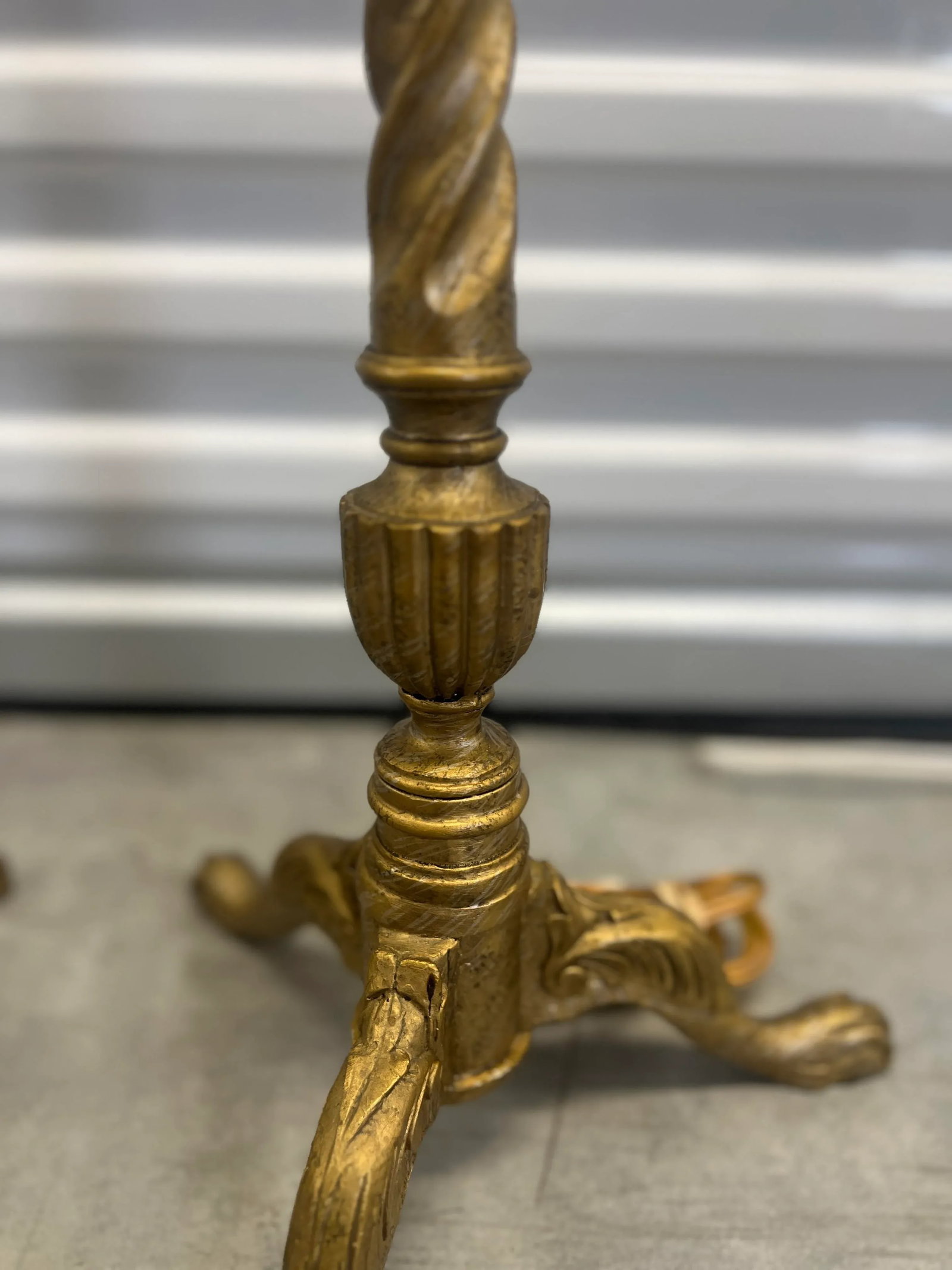 Pair, Vintage Italian Barley Twist Chippendale Style Gilt Wood Table Lamps - 6
