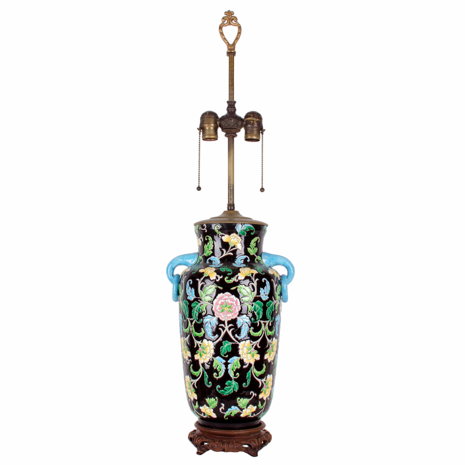 1900s Asian Antique Famille Noir Table Lamp - 10