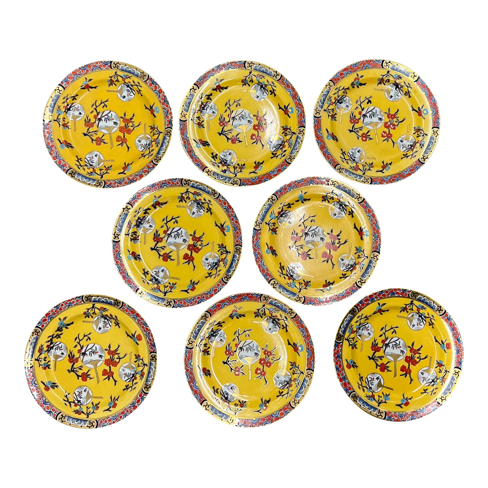 Very Rare, Set of 8 Mason's Ironstone Fan Pattern Chinoiserie Dinner Plates: Very Rare, Set of 8 Mason's Ironstone Fan Pattern Chinoiserie Dinner Plates The dinner plates transfer-printed in under- and over-glaze blue in a pattern of Chinese fans nestled in stylized floral and