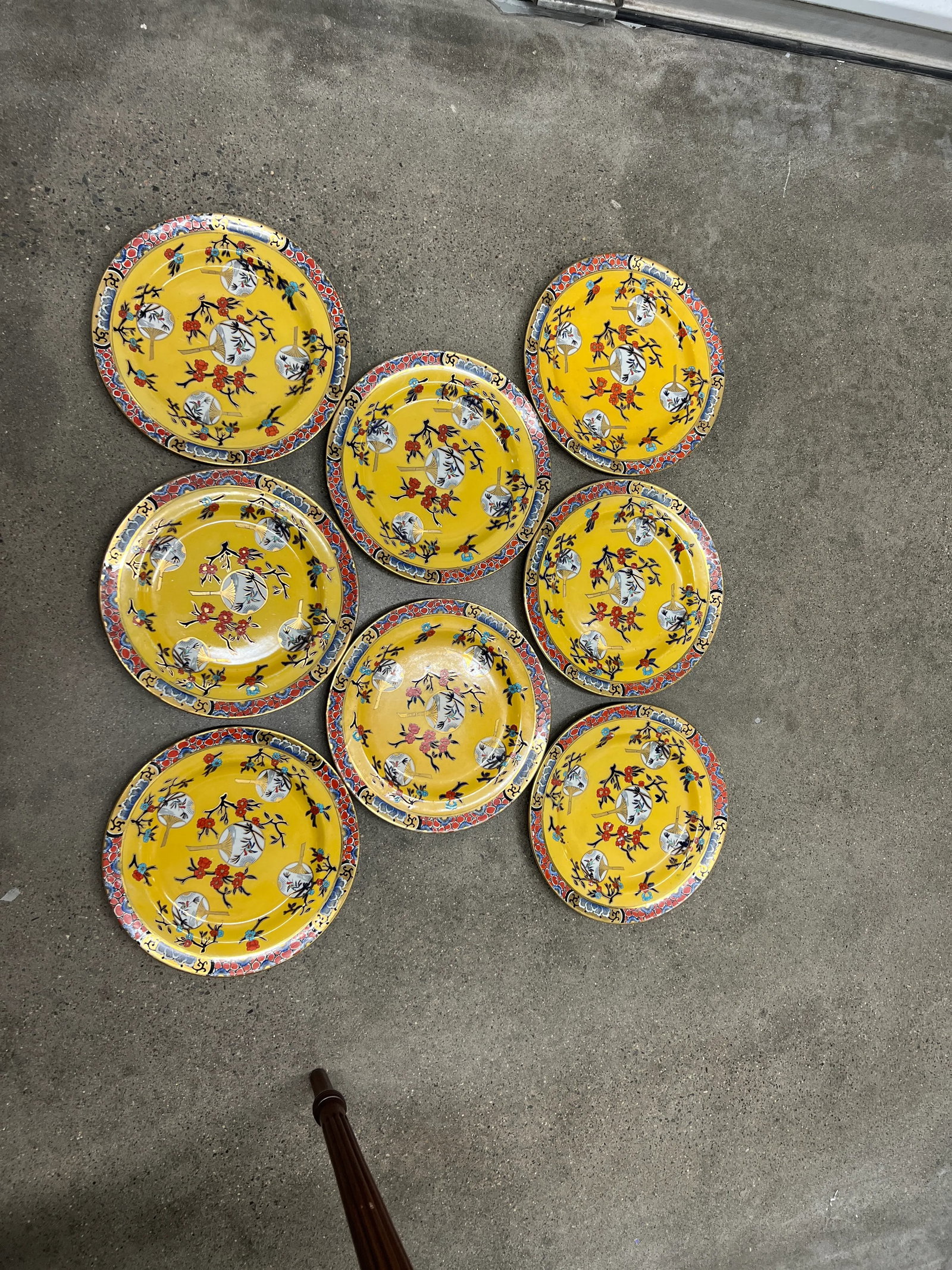 Very Rare, Set of 8 Mason's Ironstone Fan Pattern Chinoiserie Dinner Plates - 4