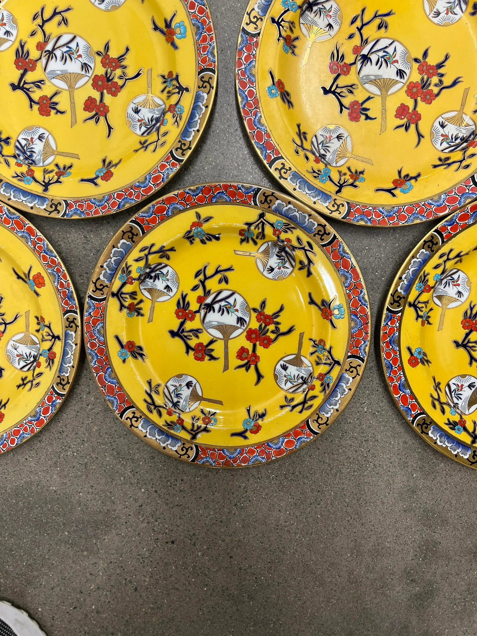 Very Rare, Set of 8 Mason's Ironstone Fan Pattern Chinoiserie Dinner Plates - 5