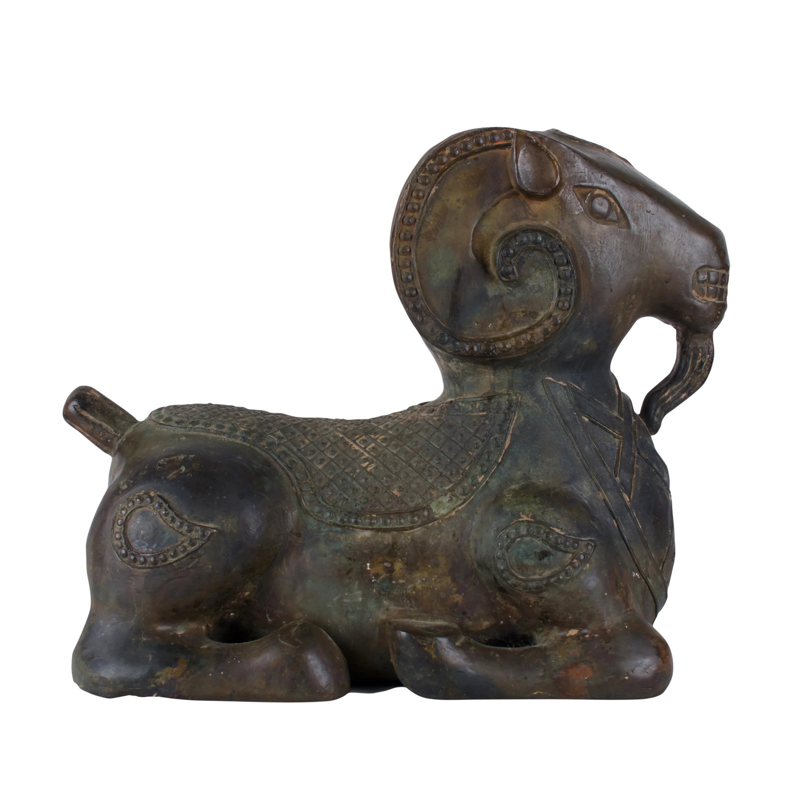 Early 20th Century Chinese Archaic Style Bronze Ram: Chinese archaic style cast bronze ram. Condition: Alterations: Original Condition Unaltered Imperfections: Some Imperfections Condition Notes: Good condition with light wear and soiling. Origin: