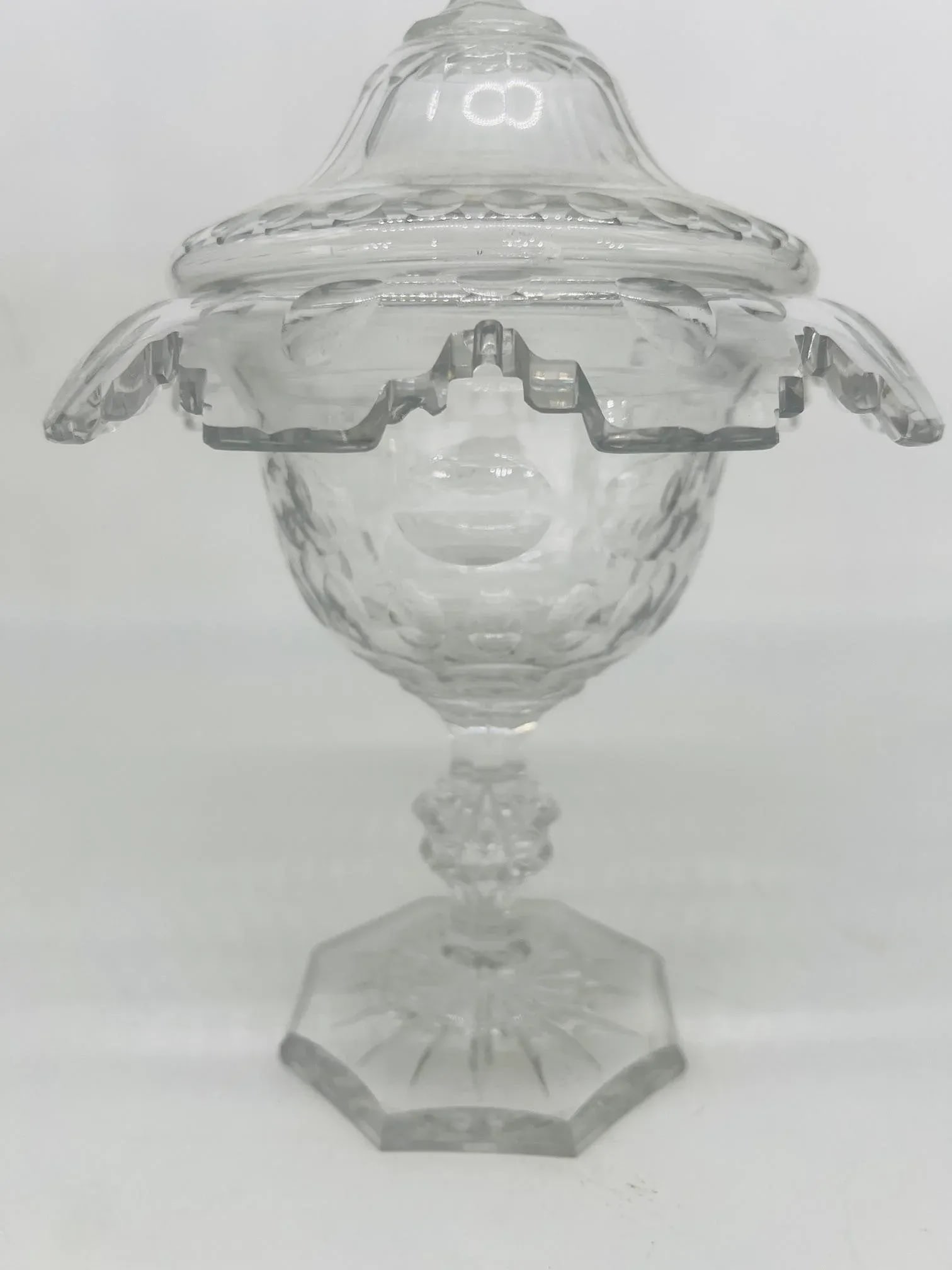 Antique Anglo-Irish Cut Crystal Lidded Urn - 5