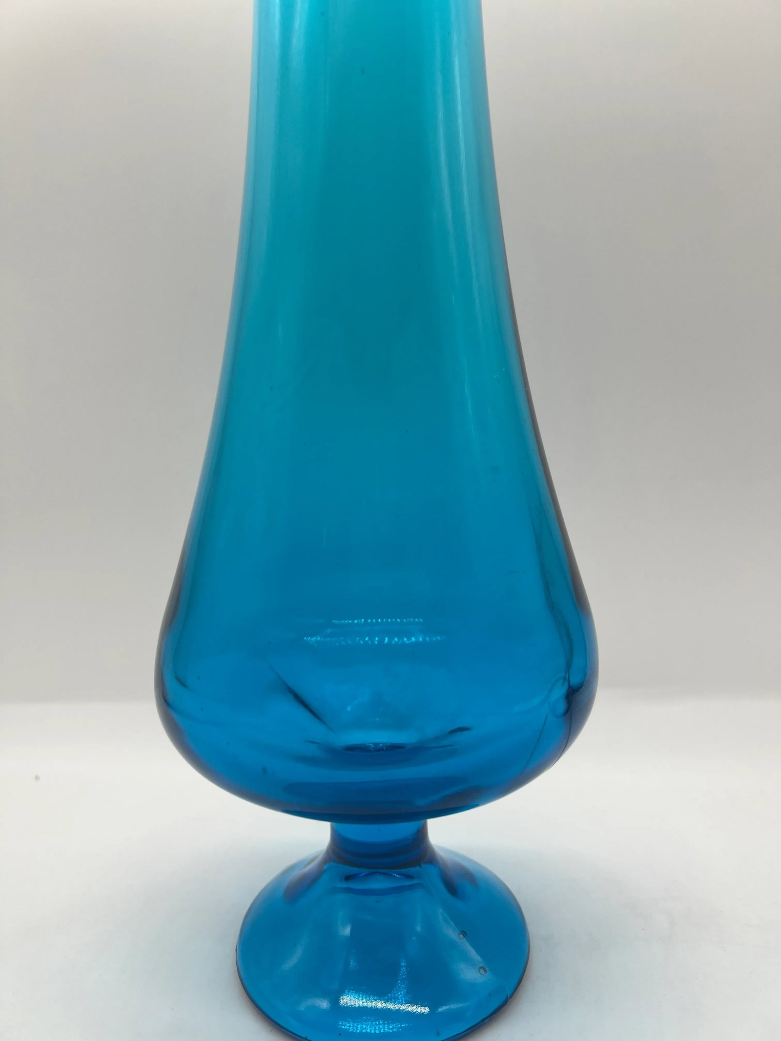 Vintage l.e. Smith Blue Glass Swung Vase 17.75" - 2