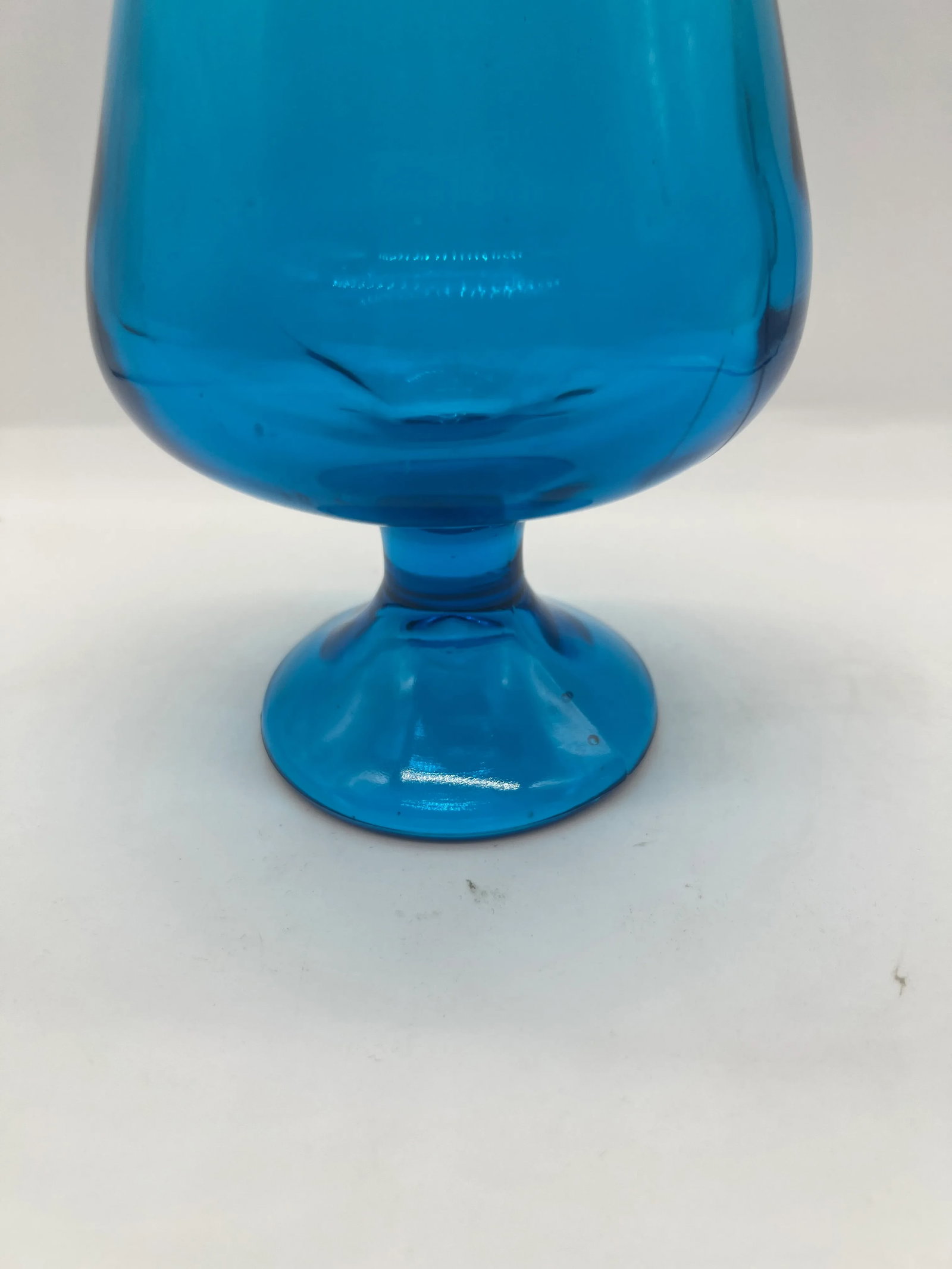 Vintage l.e. Smith Blue Glass Swung Vase 17.75" - 3