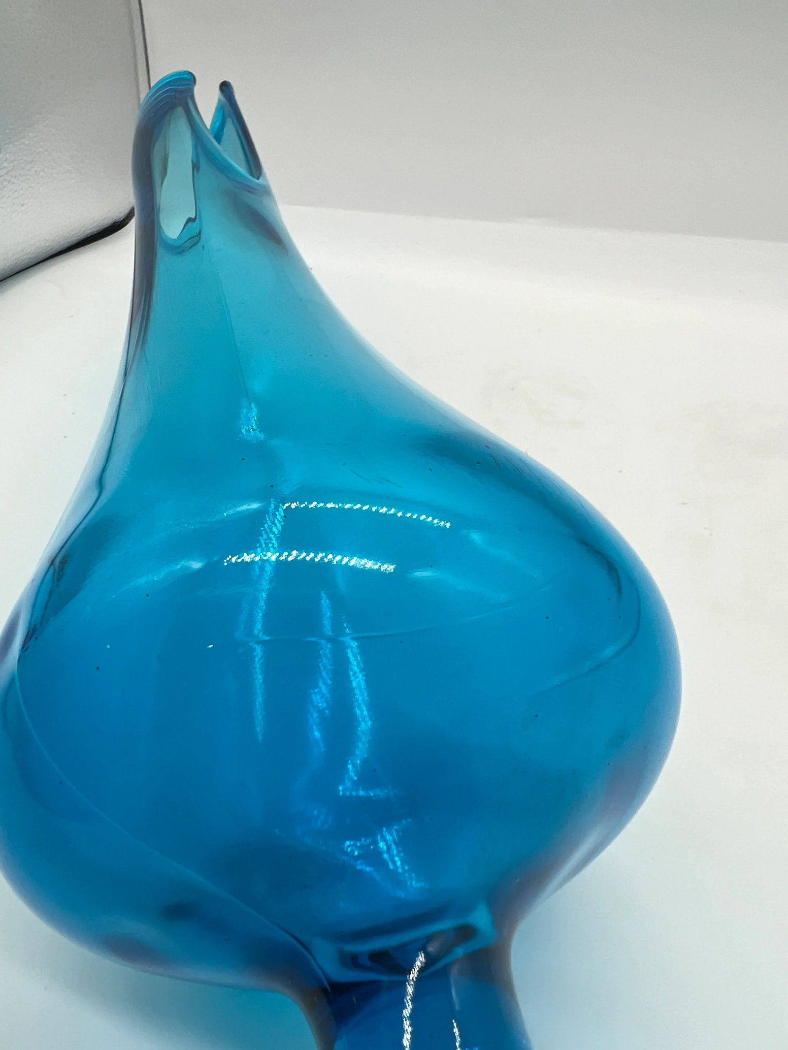 Vintage l.e. Smith Blue Glass Swung Vase 17.75" - 4