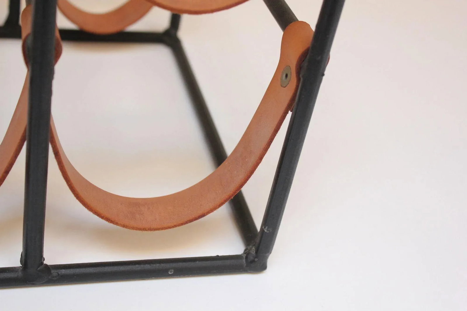 Vintage Iron and Leather Wine Rack by Arthur Umanoff - 10