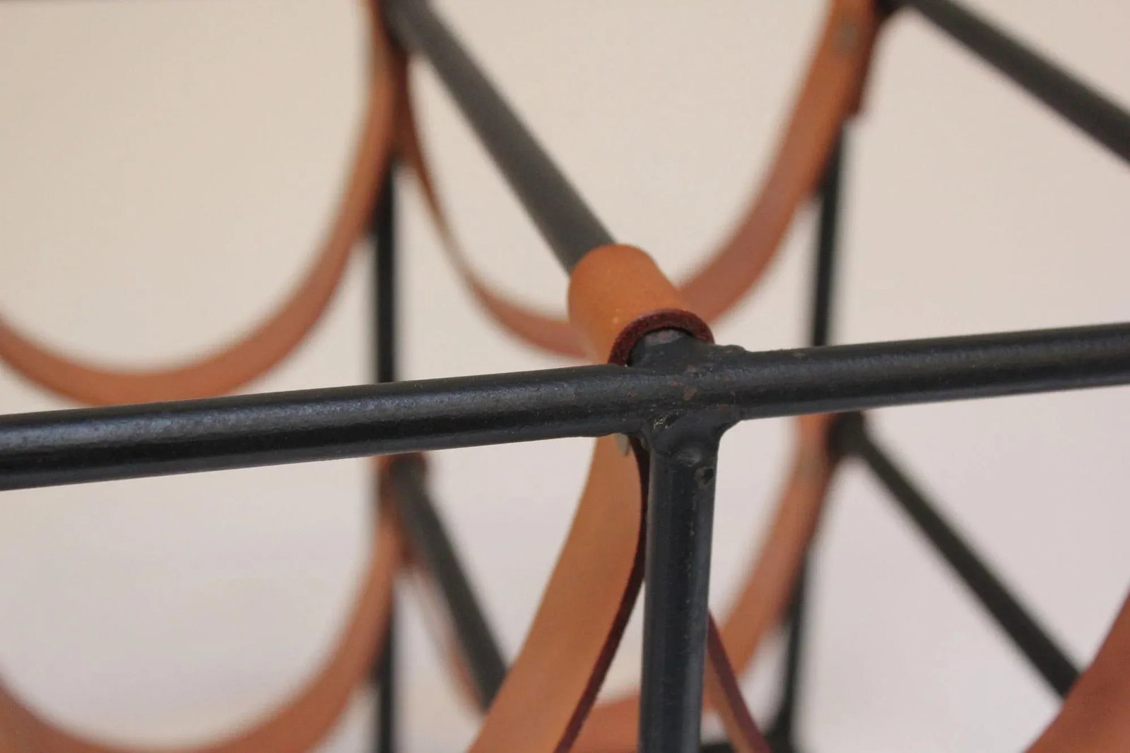 Vintage Iron and Leather Wine Rack by Arthur Umanoff - 11