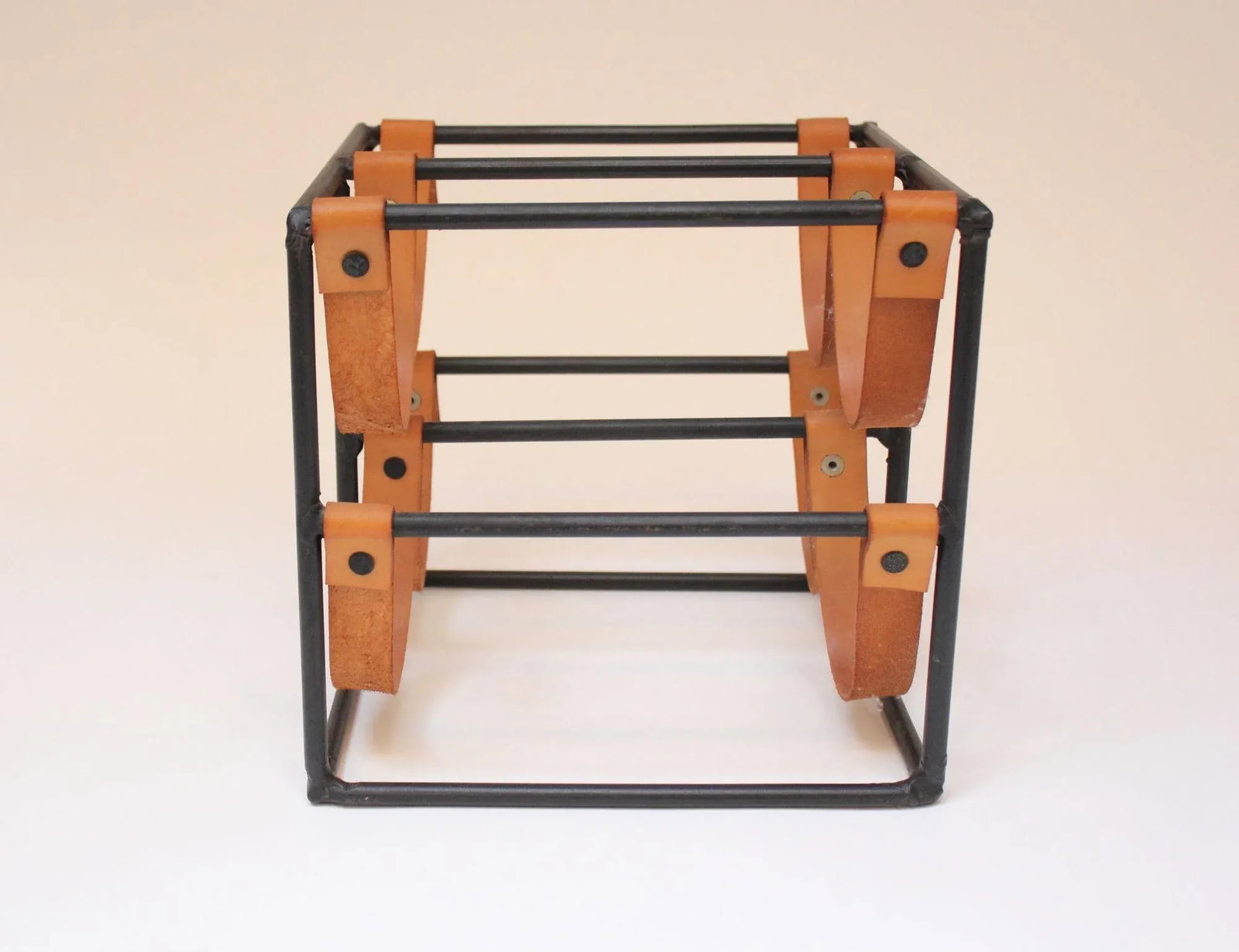 Vintage Iron and Leather Wine Rack by Arthur Umanoff - 3