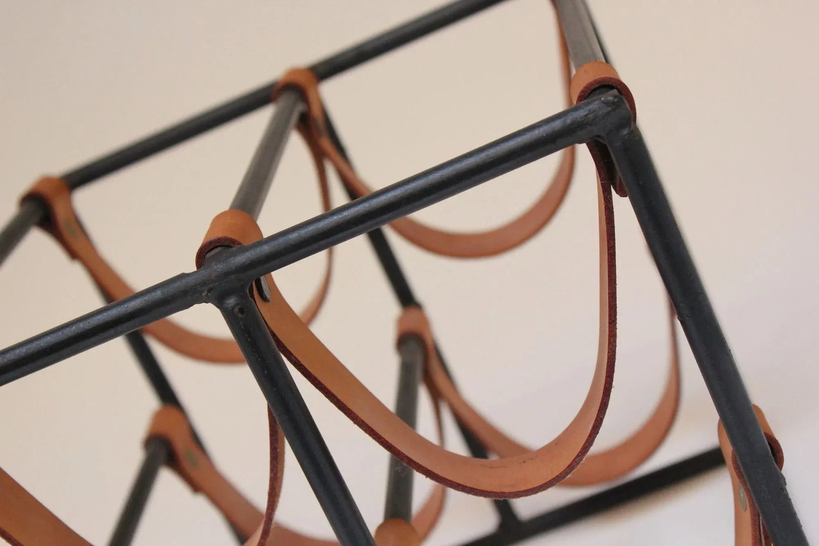 Vintage Iron and Leather Wine Rack by Arthur Umanoff - 9