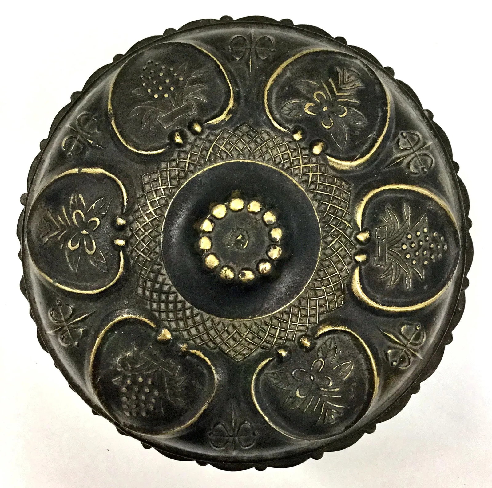 Antique Chinese Covered Brass Bowl - 2