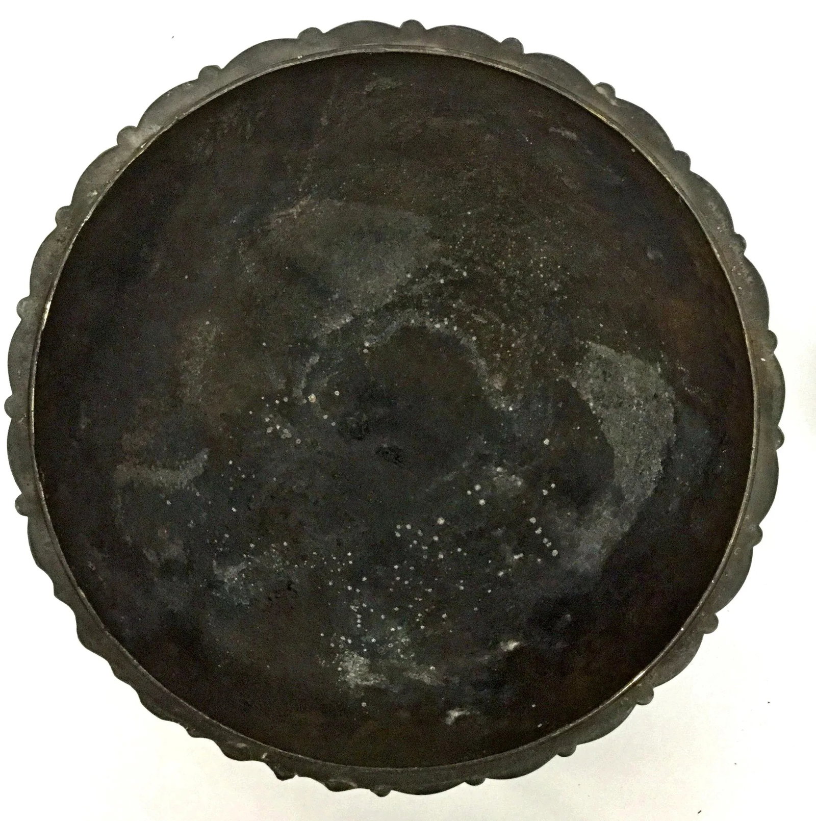 Antique Chinese Covered Brass Bowl - 7