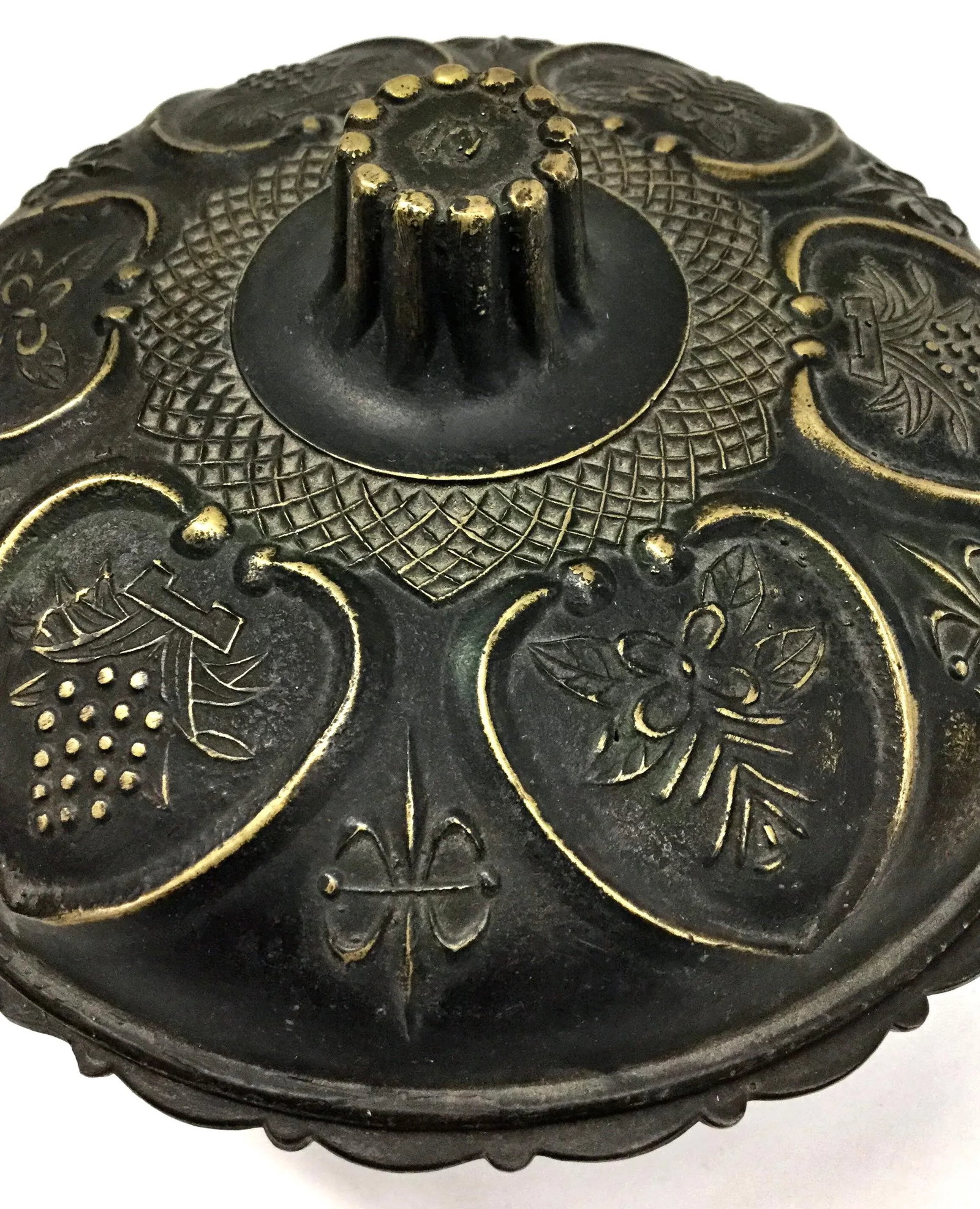 Antique Chinese Covered Brass Bowl - 8