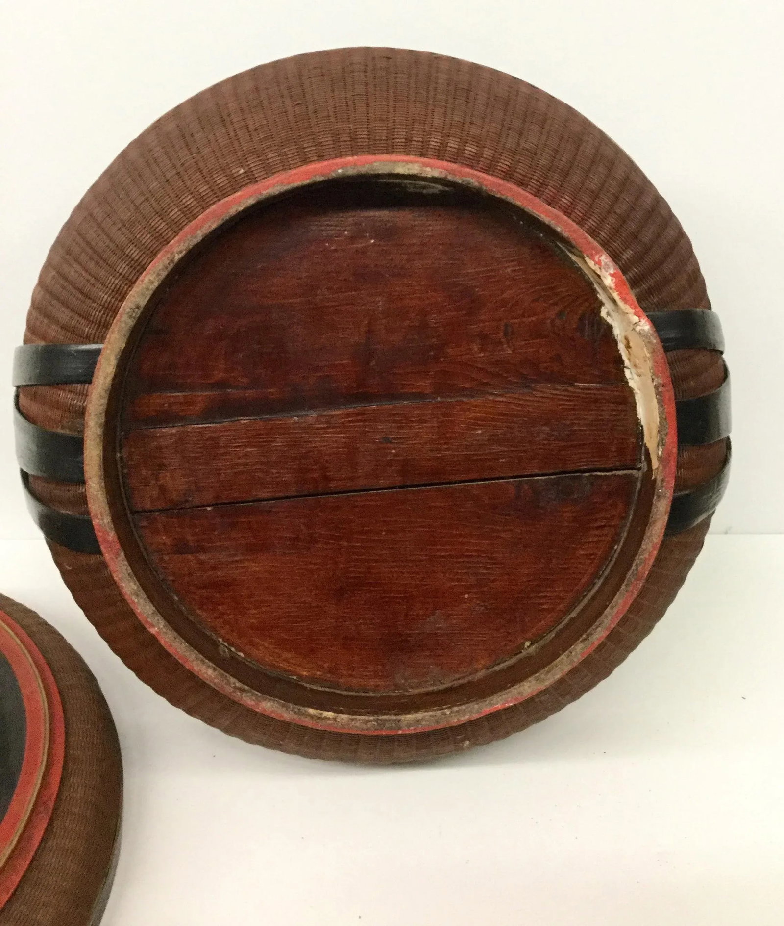 Antique Chinese Wood and Rattan Rice Box - 11