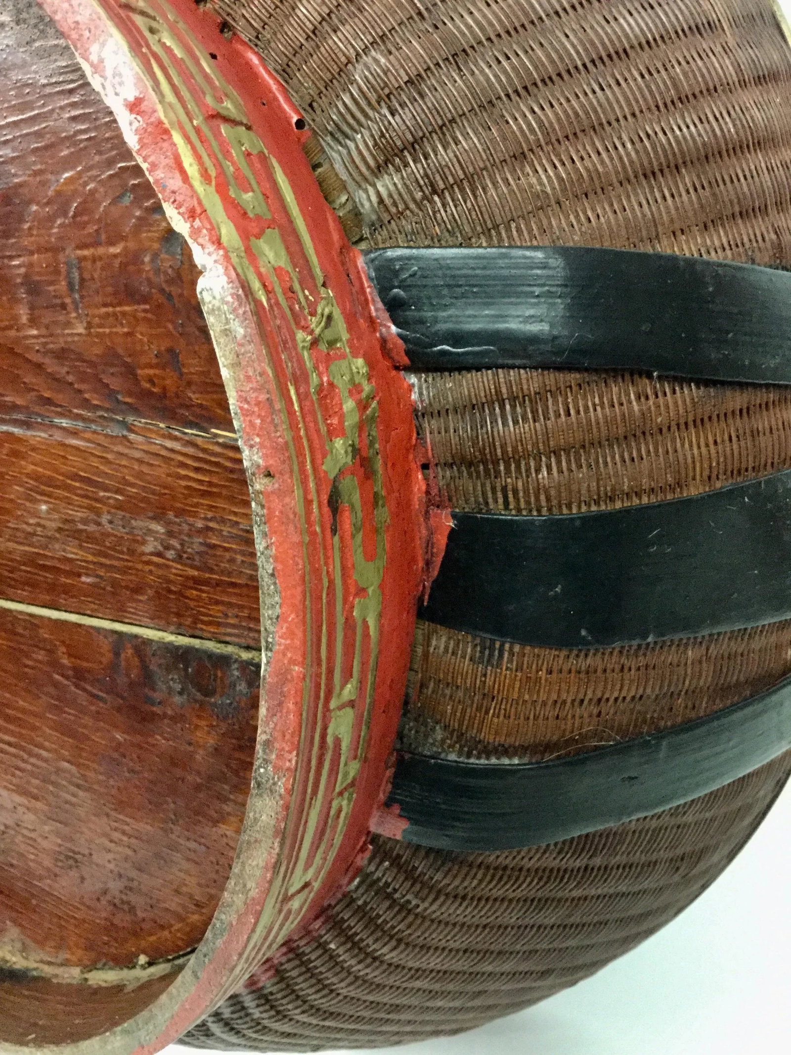Antique Chinese Wood and Rattan Rice Box - 12