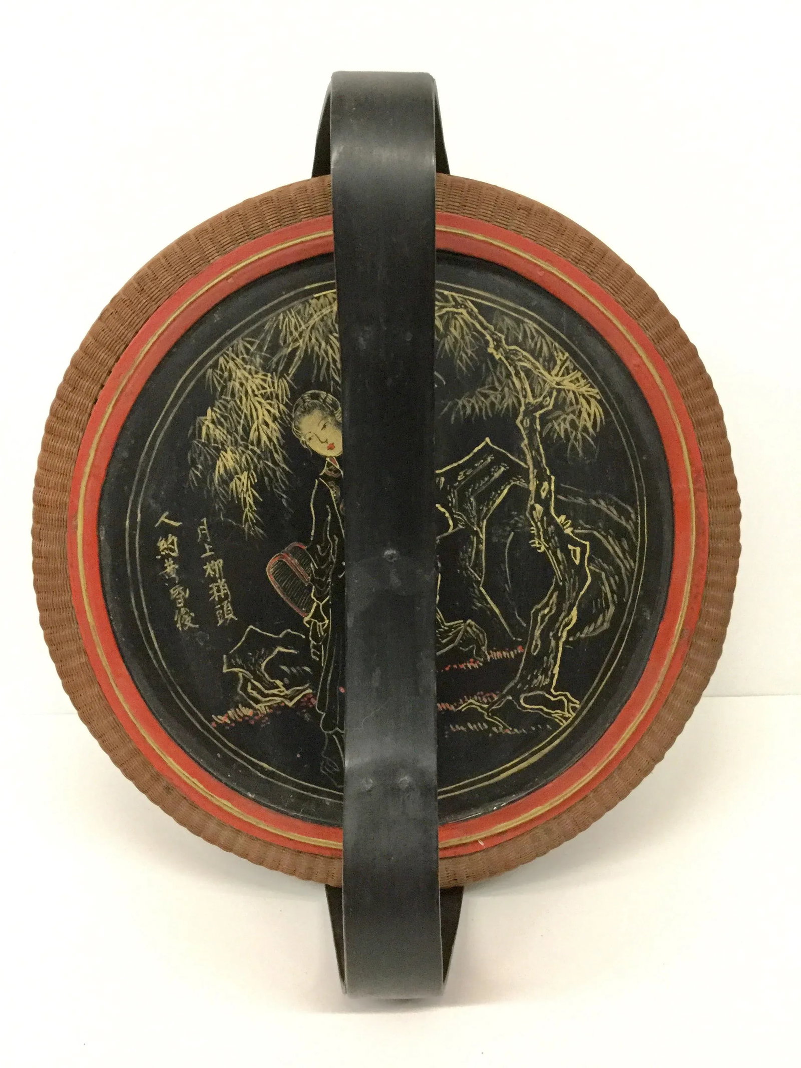 Antique Chinese Wood and Rattan Rice Box - 2