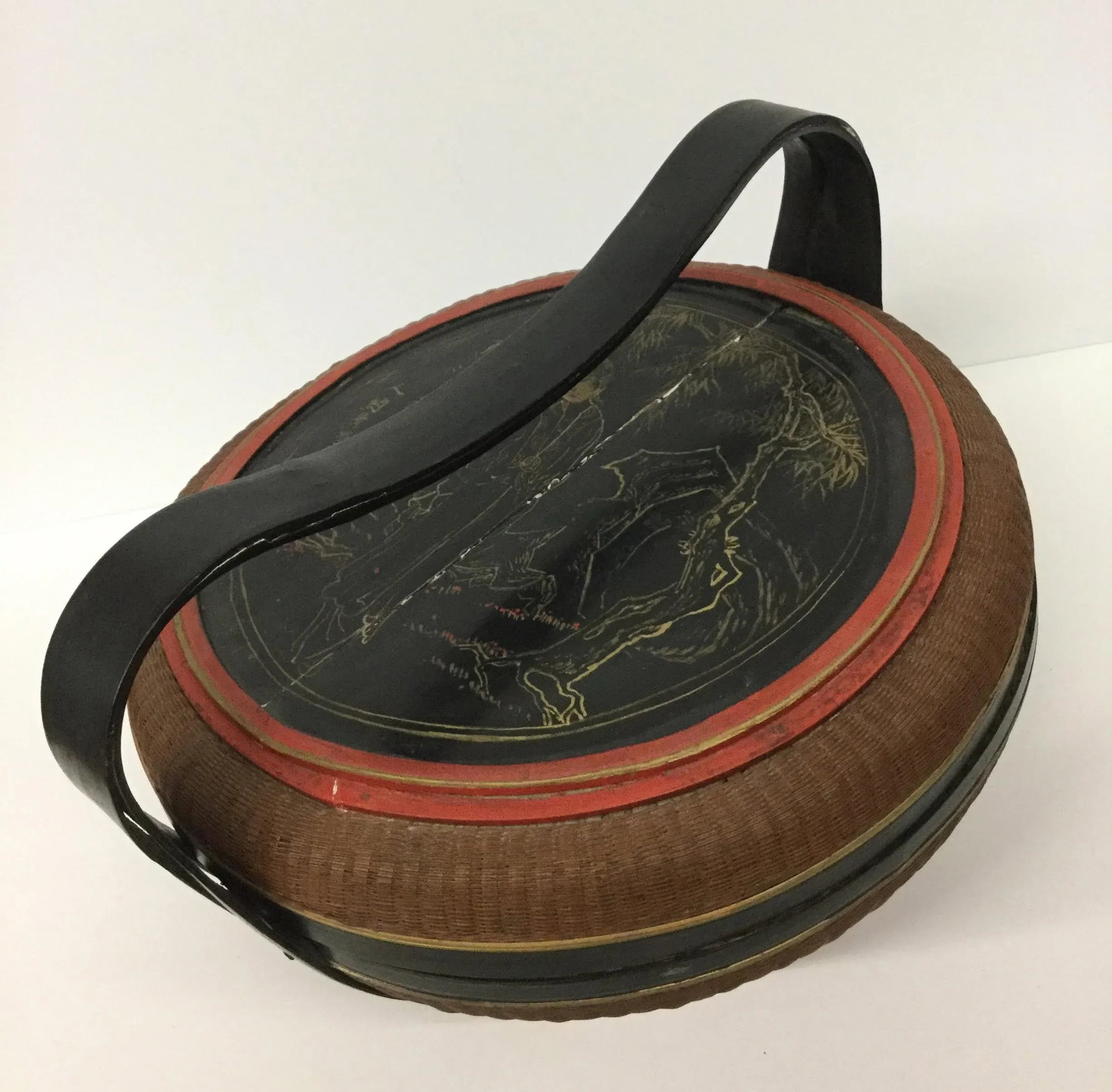 Antique Chinese Wood and Rattan Rice Box - 6