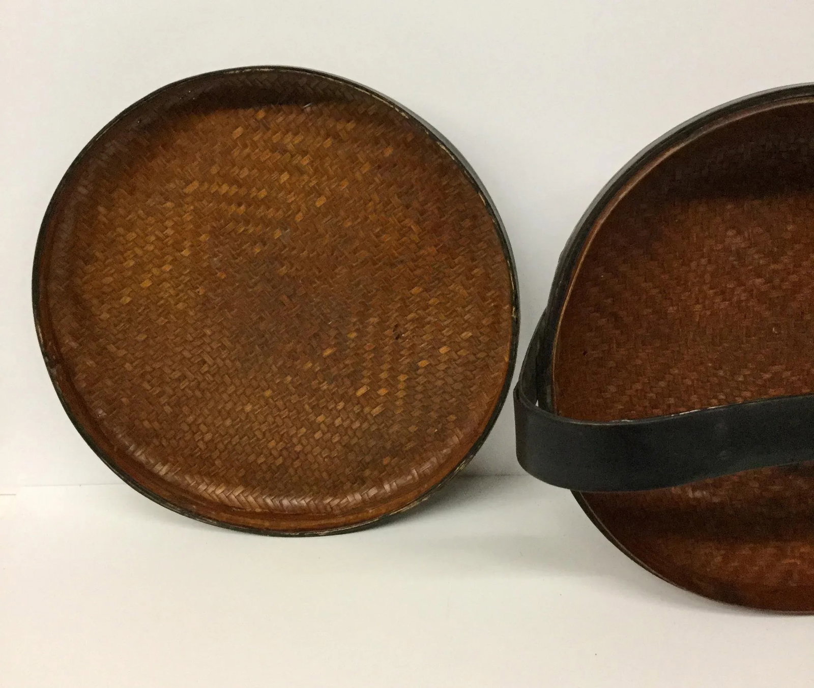 Antique Chinese Wood and Rattan Rice Box - 9