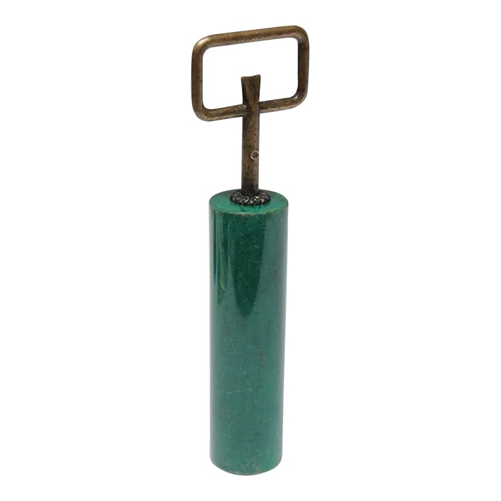 Vintage Italian Malachite Green Goatskin and Brass Bottle Opener by Aldo Tura (1 of 12)