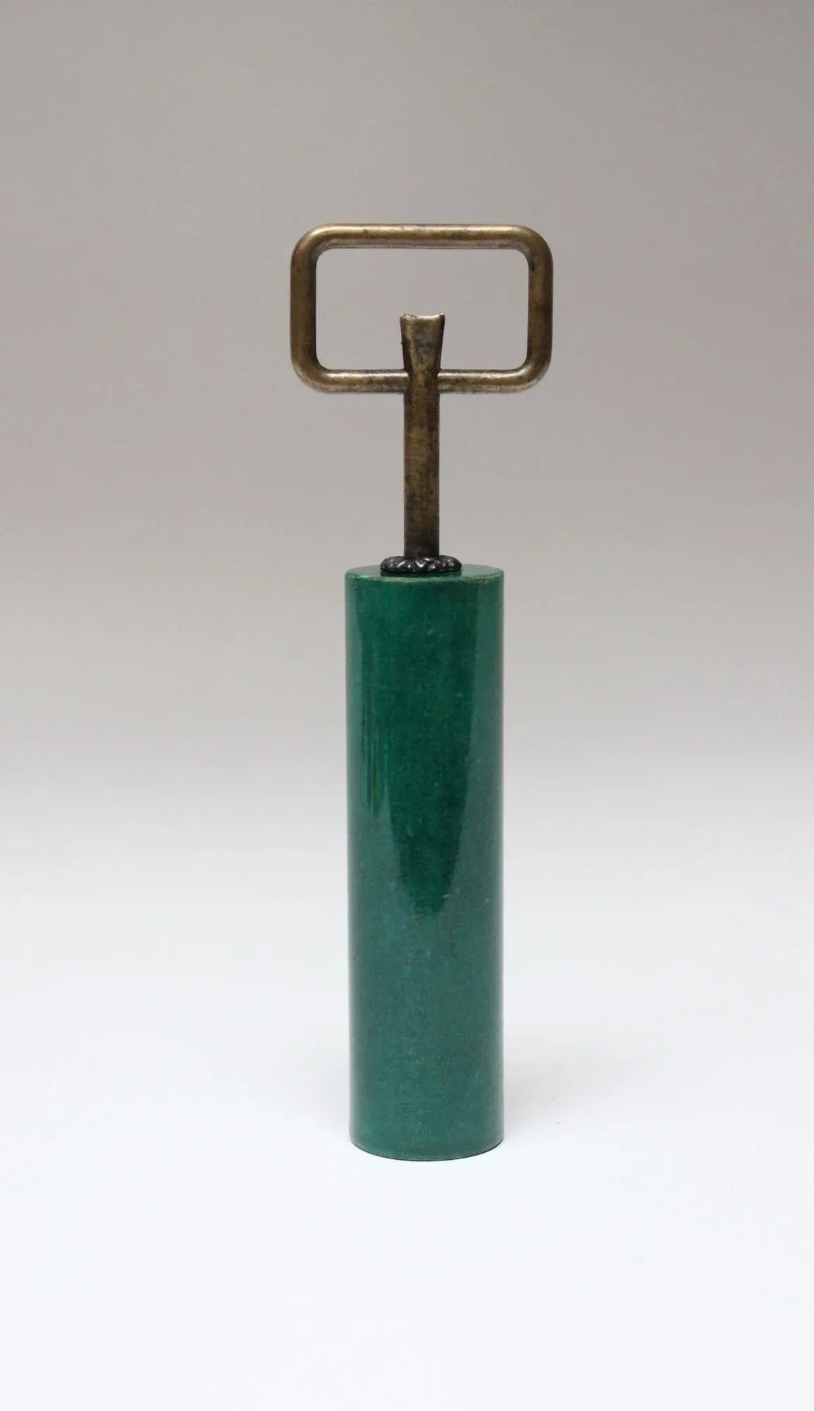 Vintage Italian Malachite Green Goatskin and Brass Bottle Opener by Aldo Tura - 2