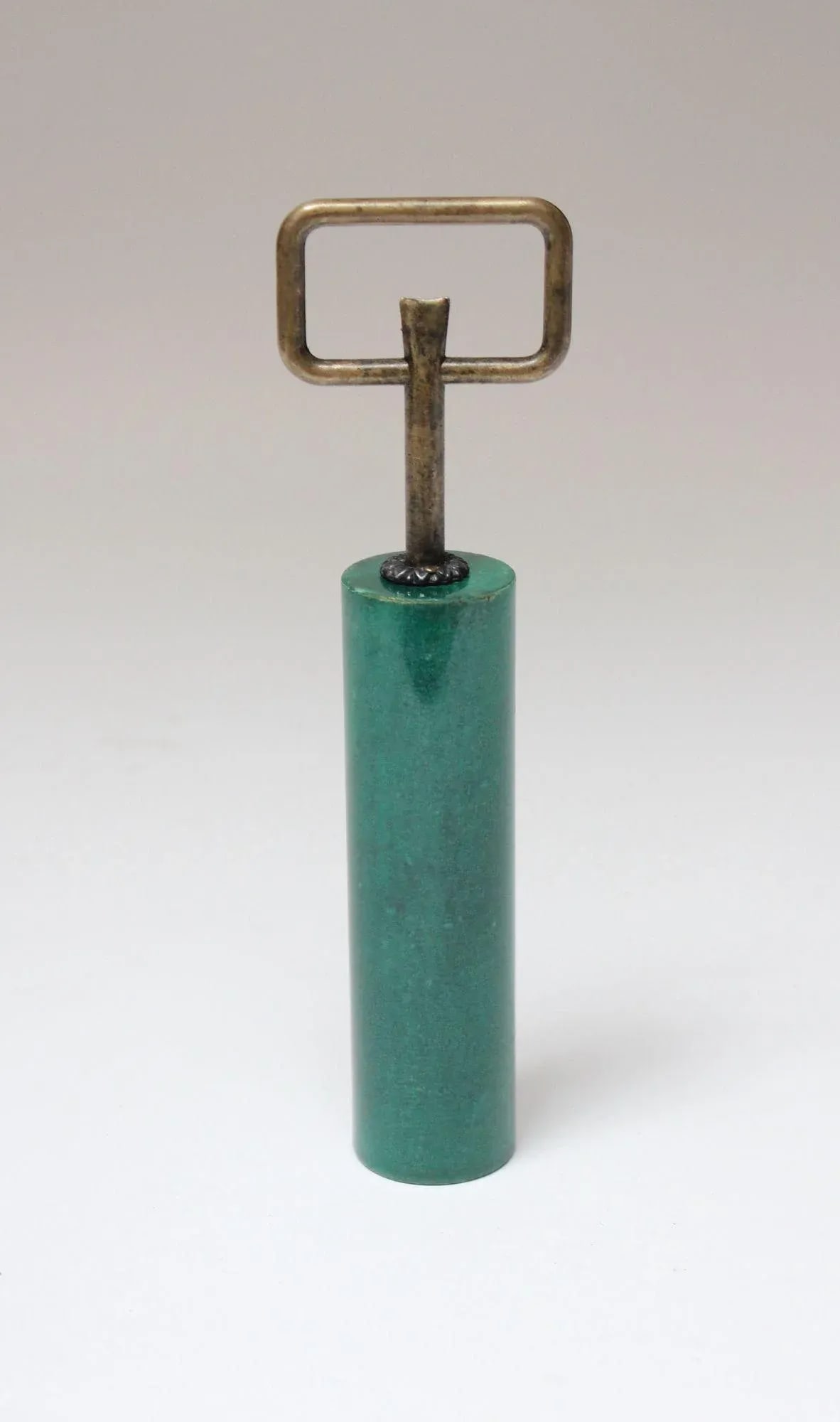 Vintage Italian Malachite Green Goatskin and Brass Bottle Opener by Aldo Tura - 3