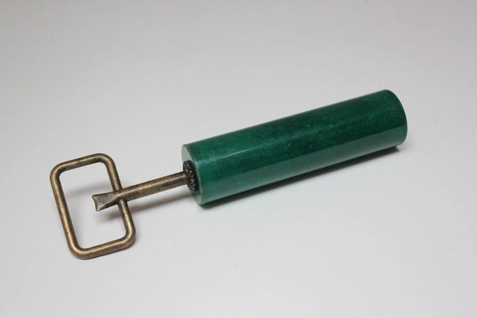 Vintage Italian Malachite Green Goatskin and Brass Bottle Opener by Aldo Tura - 4